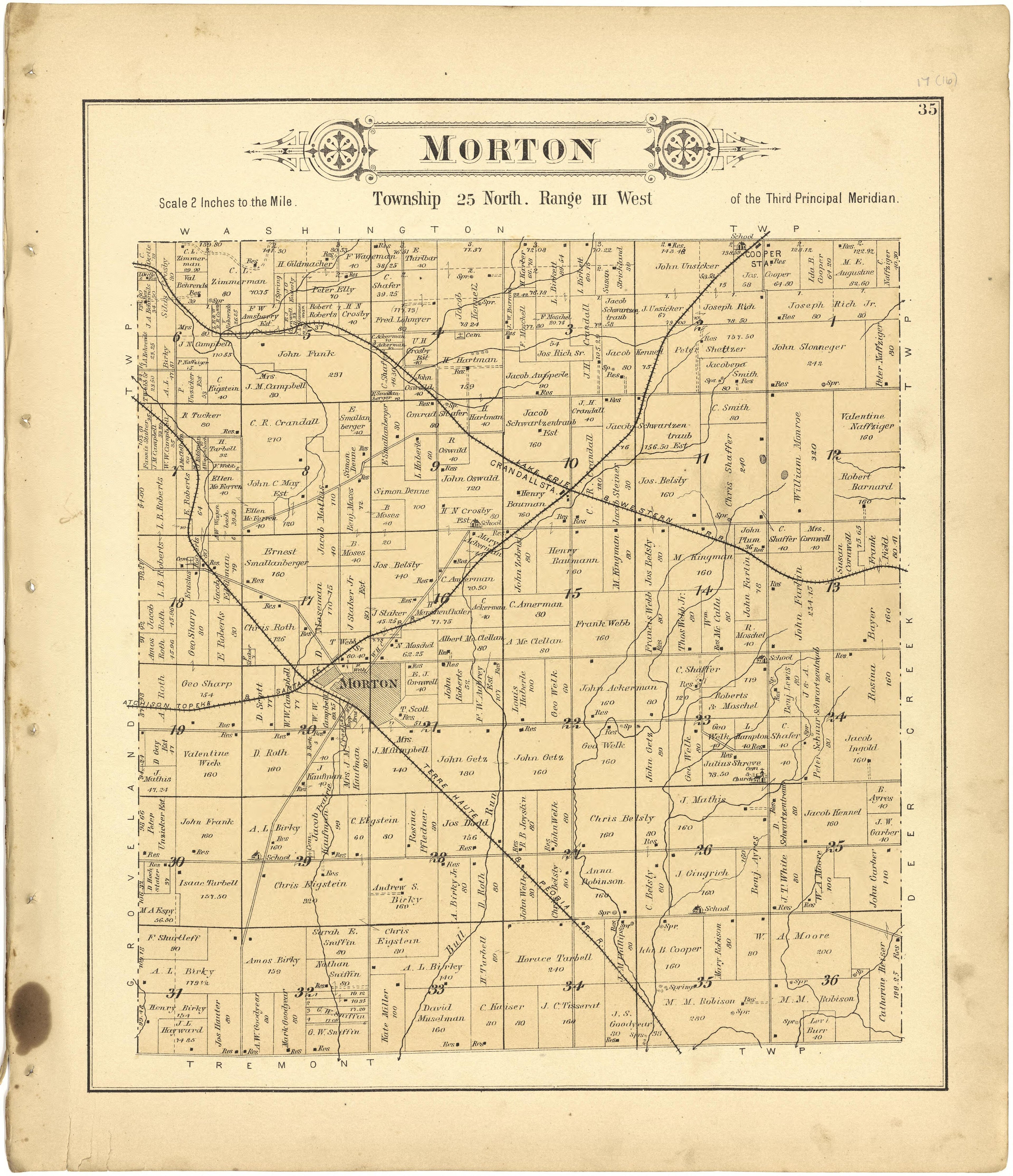 Morton from Plat Book of Tazewell County, Illinois 1891 by Relic Map Company