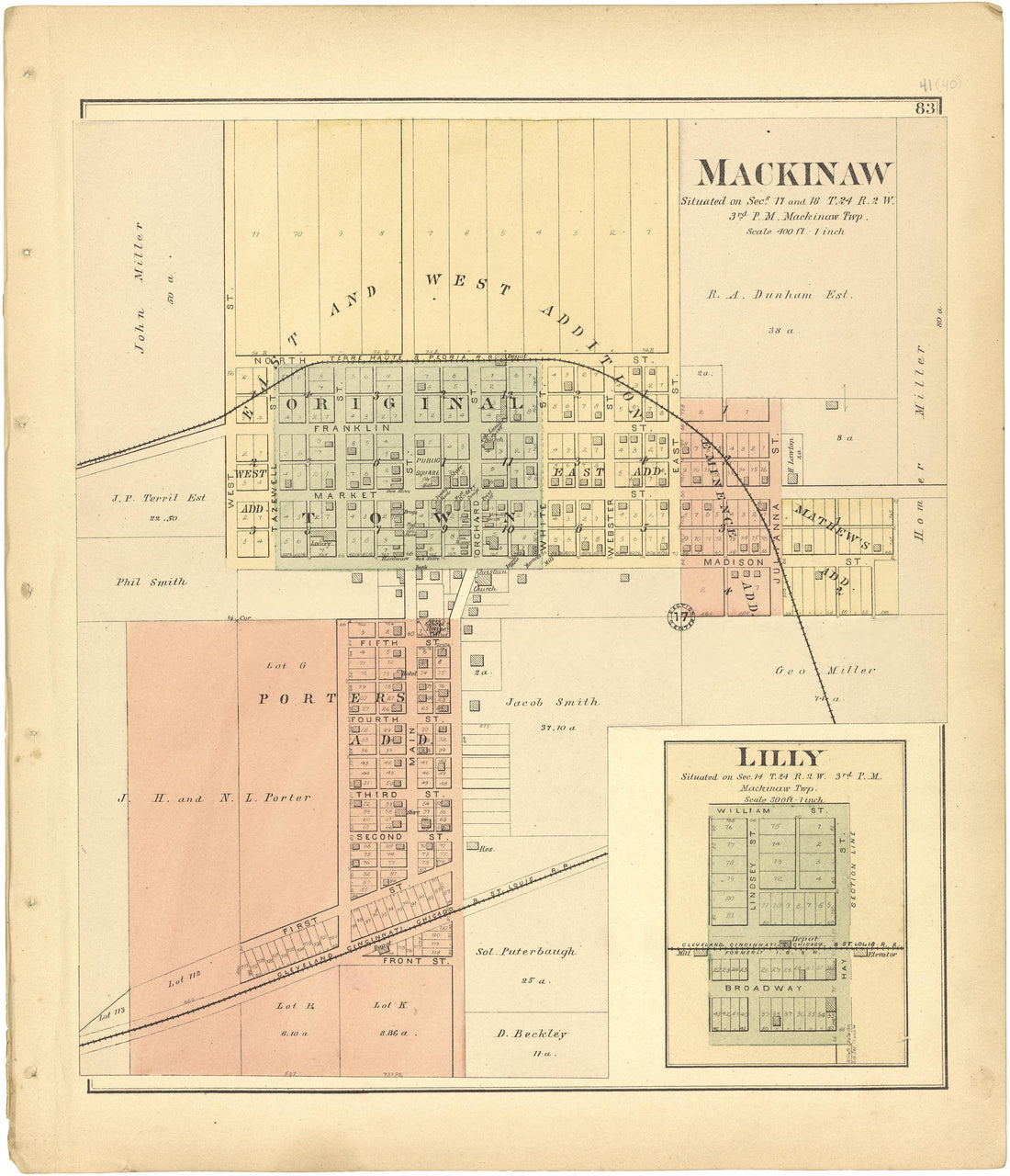 Mackinaw; Lilly from Plat Book of Tazewell County, Illinois 1891 by Relic Map Company