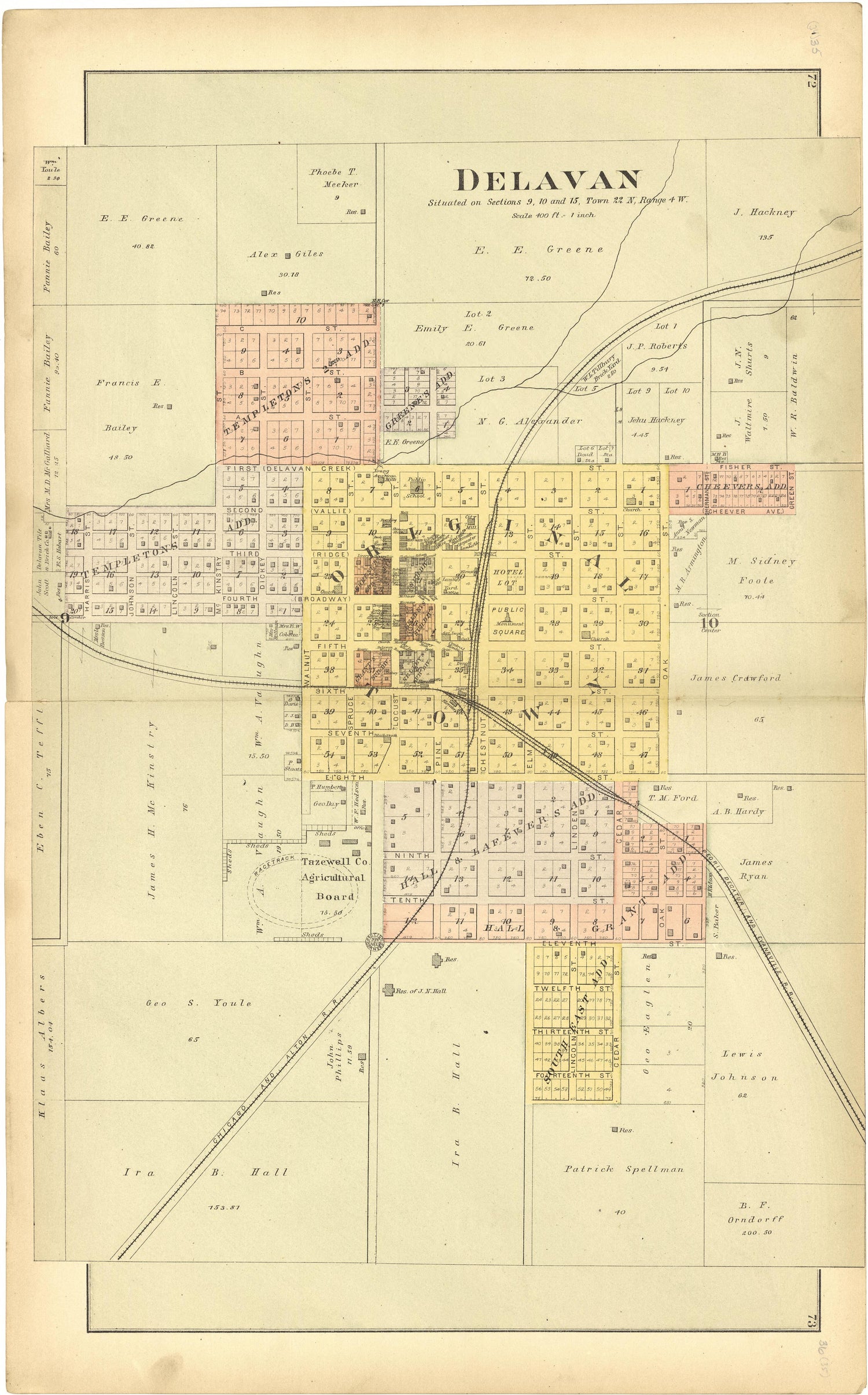 Delavan from Plat Book of Tazewell County, Illinois 1891 by Relic Map Company