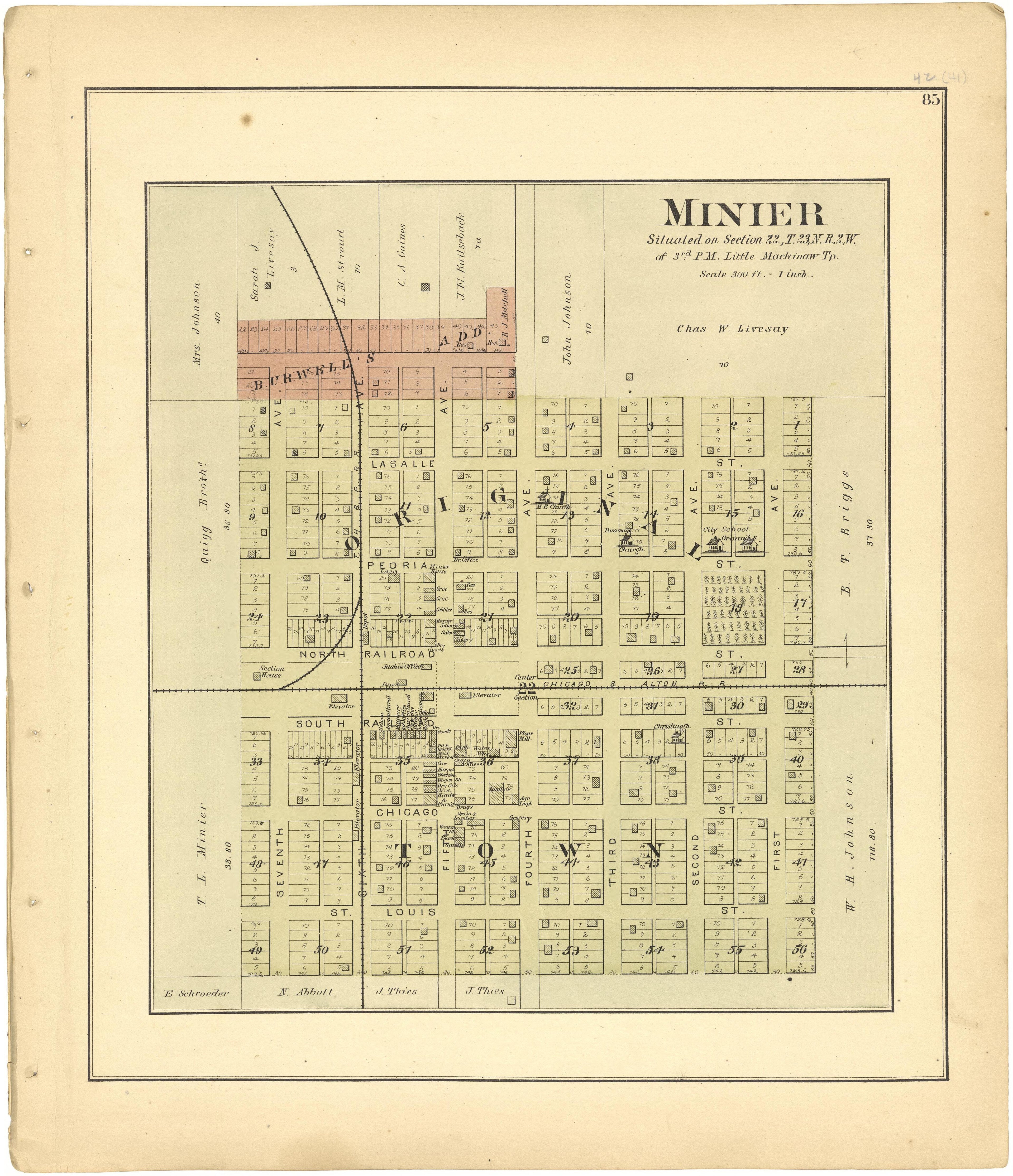 Minier from Plat Book of Tazewell County, Illinois 1891 by Relic Map Company