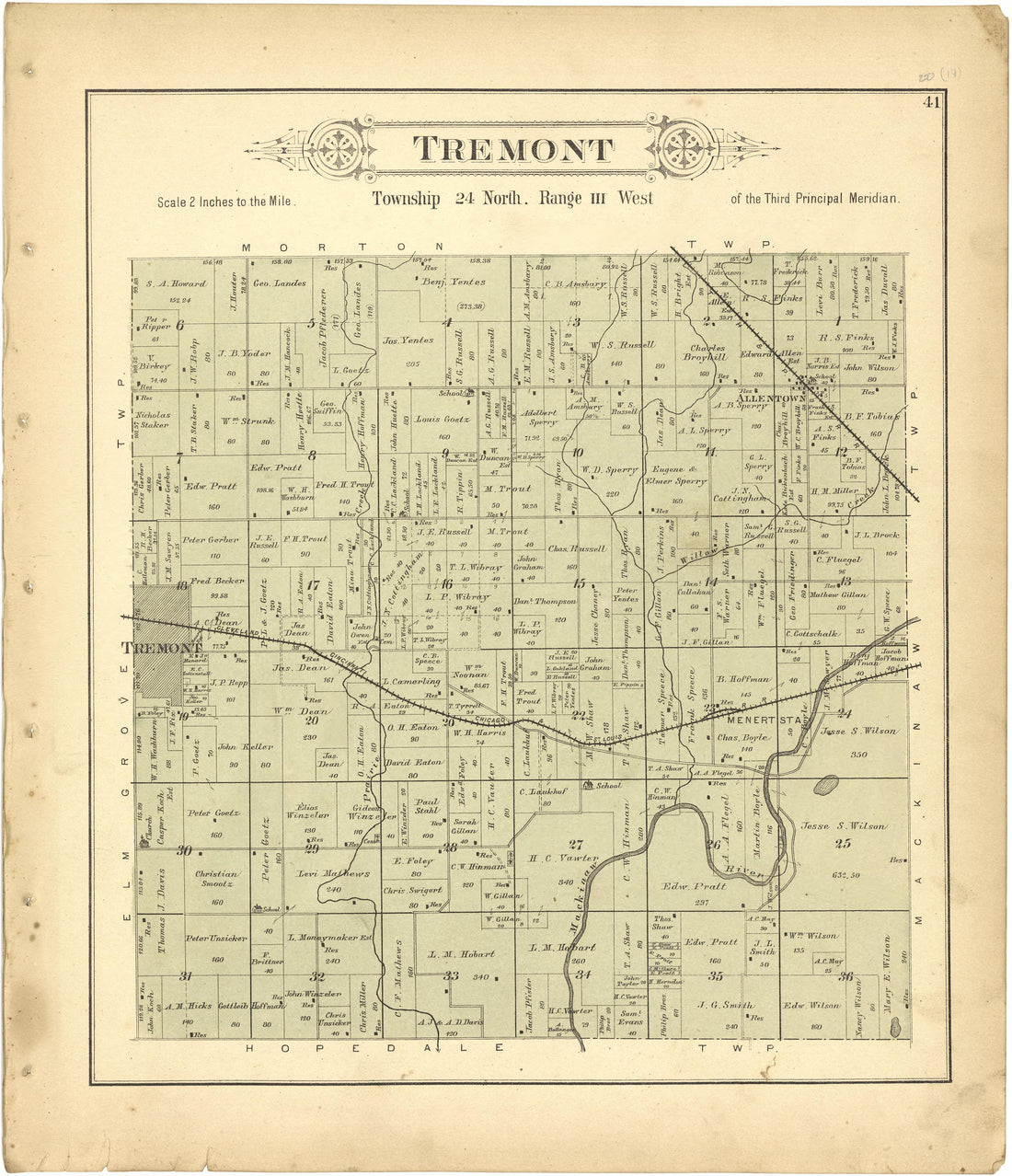 Tremont from Plat Book of Tazewell County, Illinois 1891 by Relic Map Company