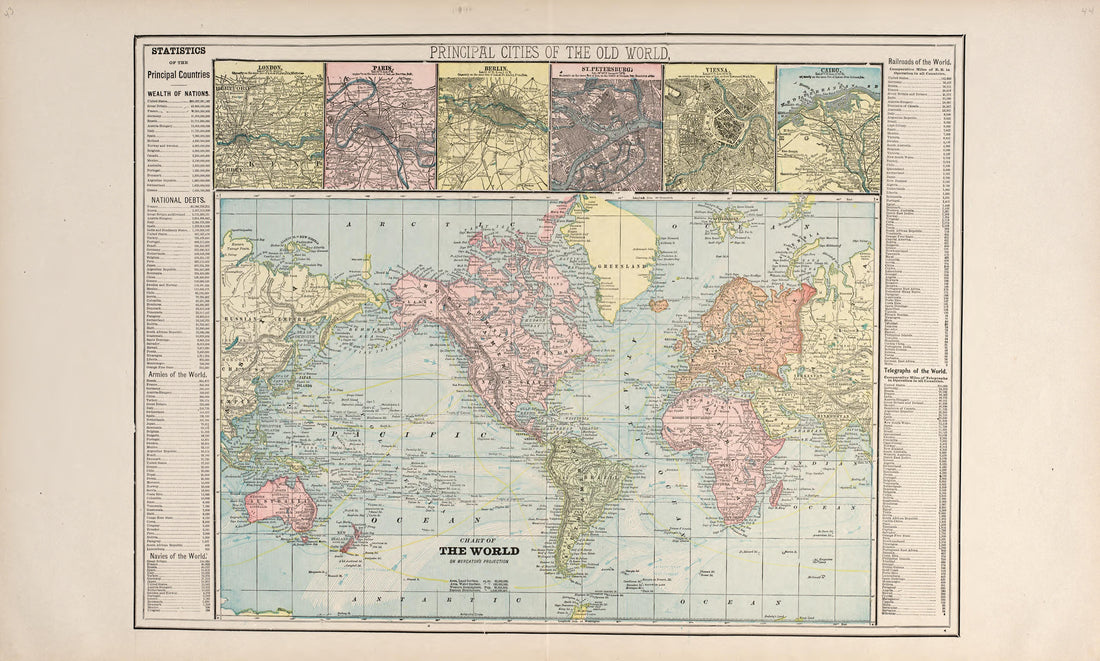 Principal Cities of the Old World; the World from Atlas of Muscatine County, Iowa : Containing Maps of Villages, Cities and Townships of the County, Maps of State, United States and World : Farmers Directory, Business Directory, General Information, A... by Relic Map Company