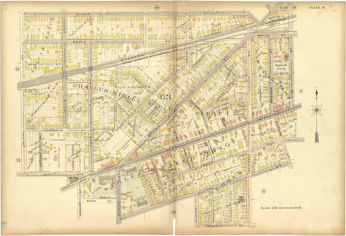 Plate 11 from Plat Book, City of Rochester, New York : Carefully Compiled from Official Records and Surveys 1900 by Relic Map Company