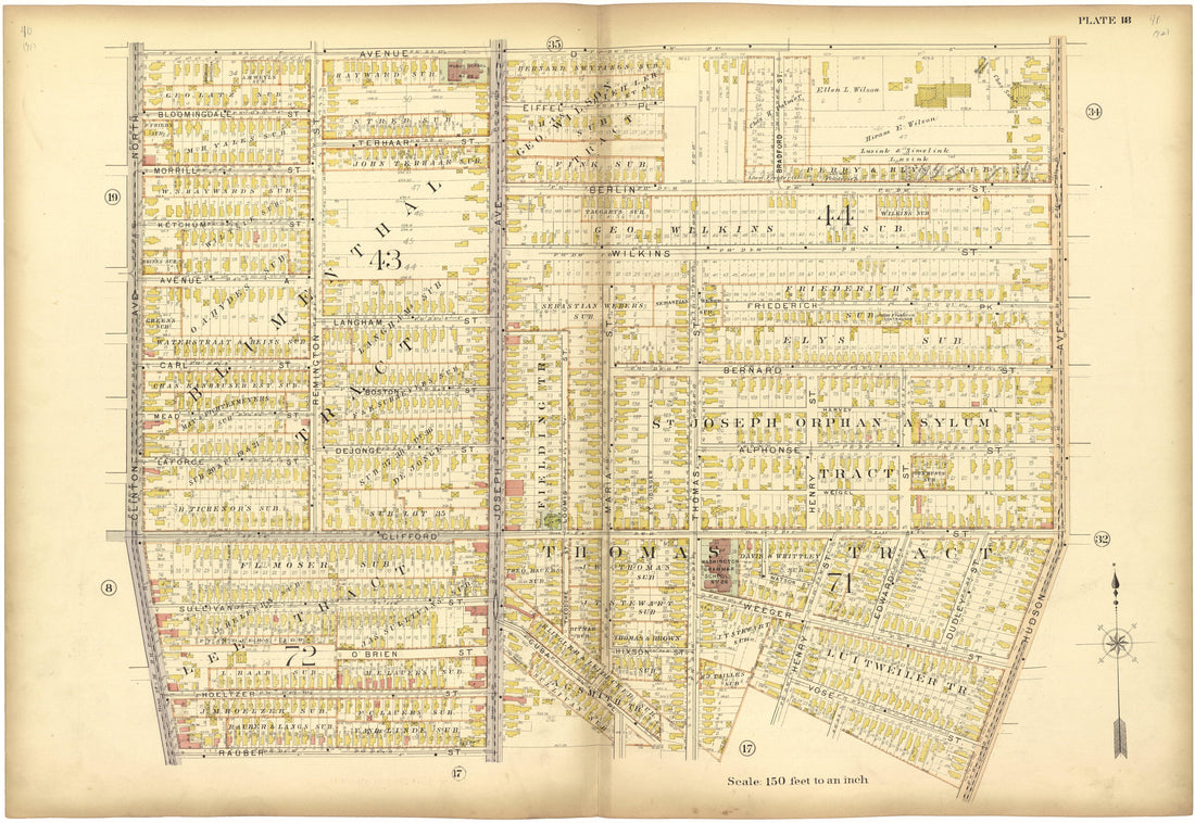 Plate 18 from Plat Book, City of Rochester, New York : Carefully Compiled from Official Records and Surveys 1900 by Relic Map Company