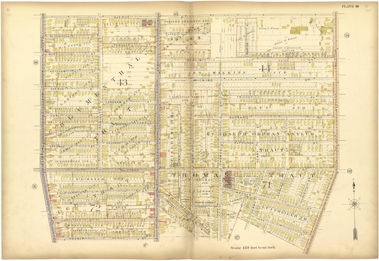 Plate 18 from Plat Book, City of Rochester, New York : Carefully Compiled from Official Records and Surveys 1900 by Relic Map Company