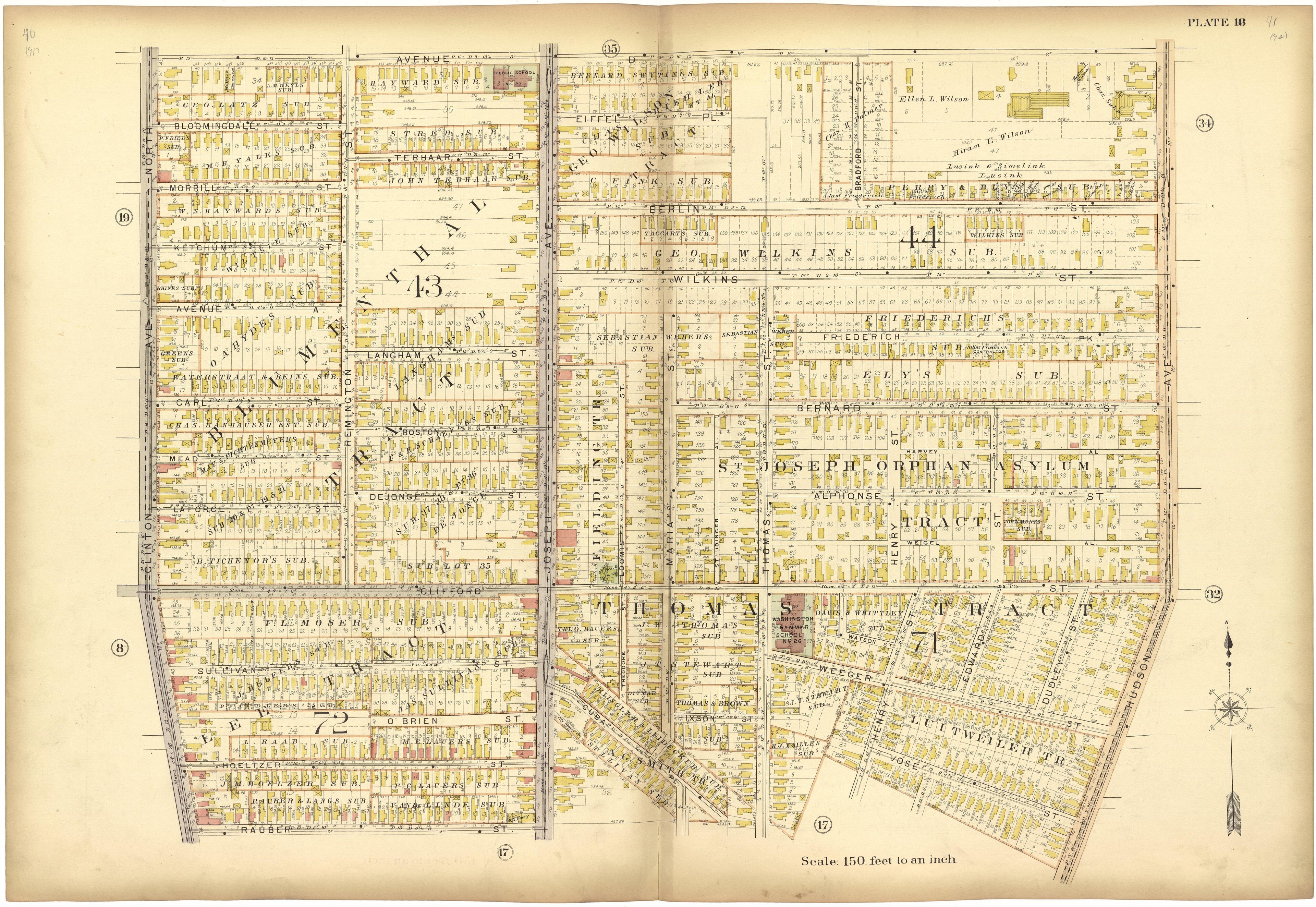 Plate 18 from Plat Book, City of Rochester, New York : Carefully Compiled from Official Records and Surveys 1900 by Relic Map Company