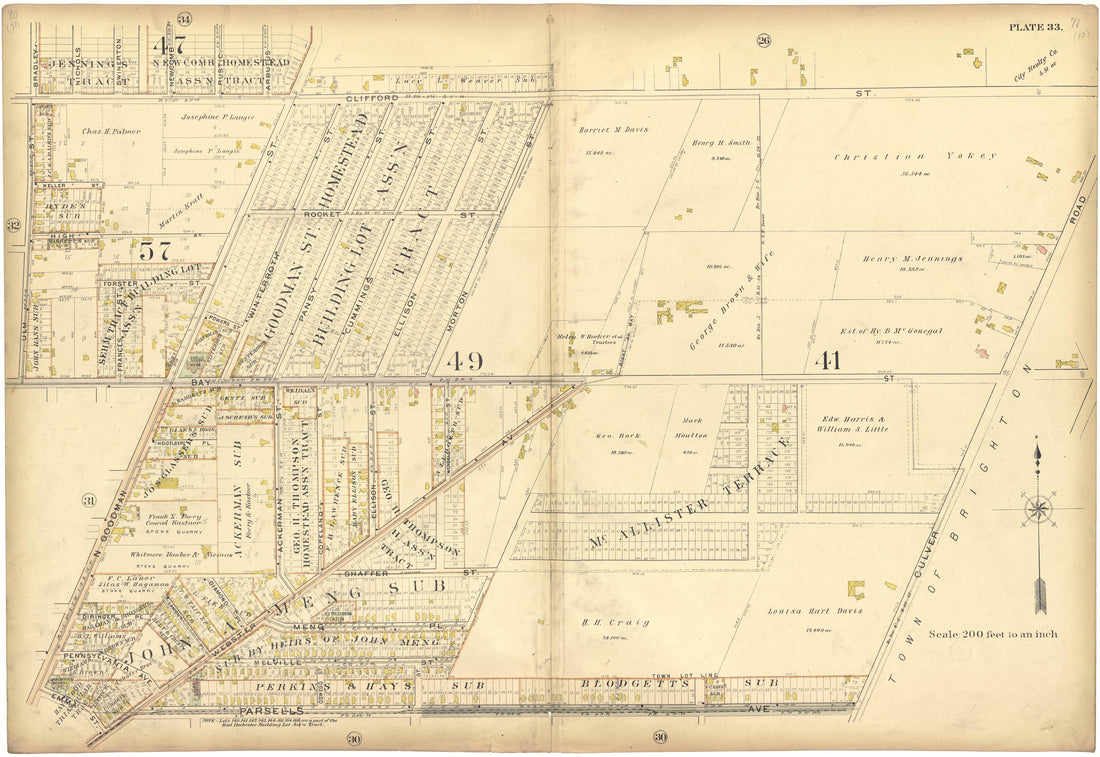 Plate 33 from Plat Book, City of Rochester, New York : Carefully Compiled from Official Records and Surveys 1900 by Relic Map Company