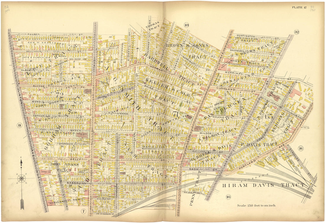 Plate 17 from Plat Book, City of Rochester, New York : Carefully Compiled from Official Records and Surveys 1900 by Relic Map Company