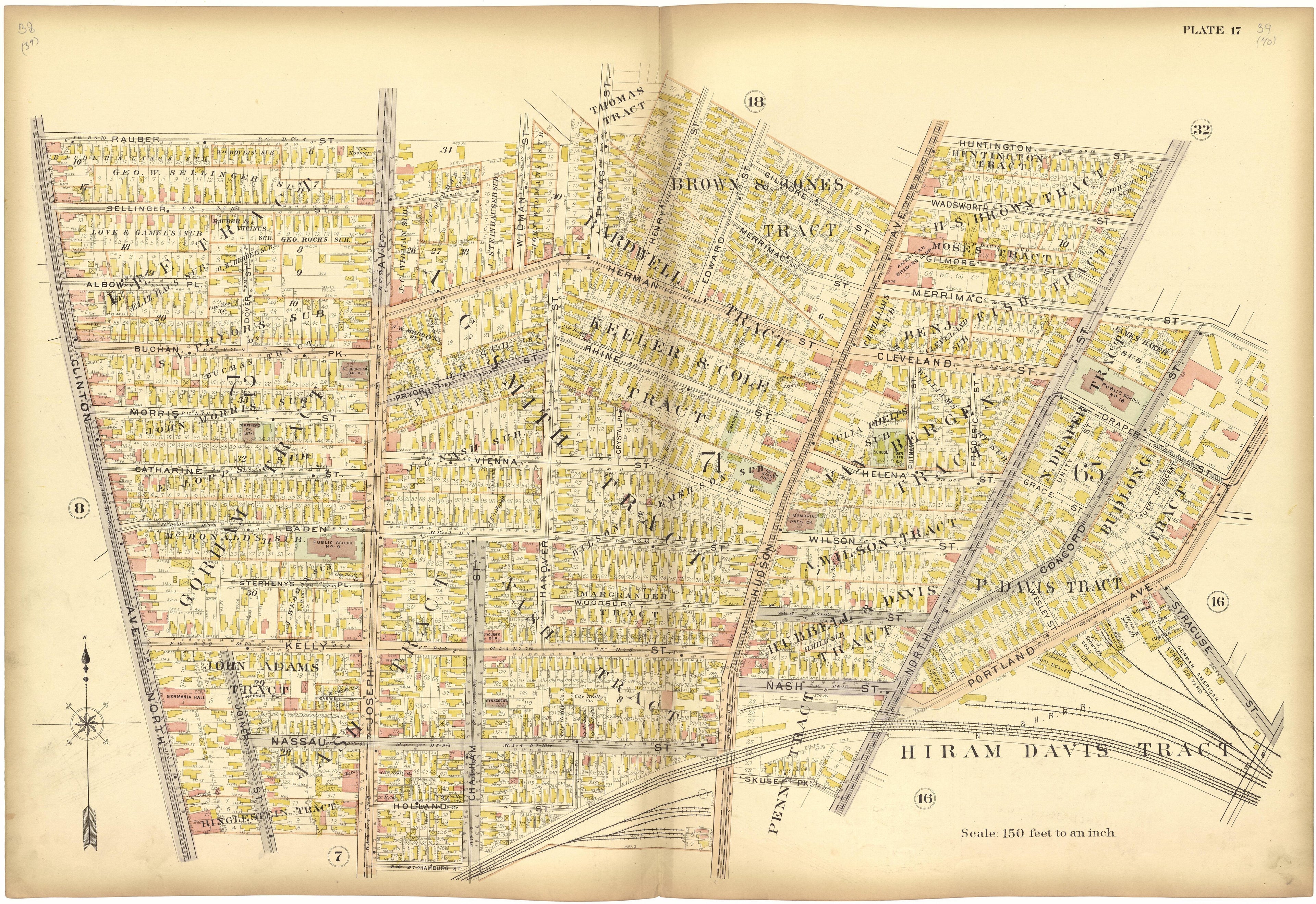 Plate 17 from Plat Book, City of Rochester, New York : Carefully Compiled from Official Records and Surveys 1900 by Relic Map Company