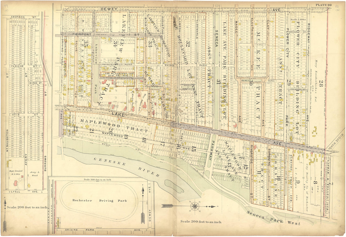 Plate 20 from Plat Book, City of Rochester, New York : Carefully Compiled from Official Records and Surveys 1900 by Relic Map Company