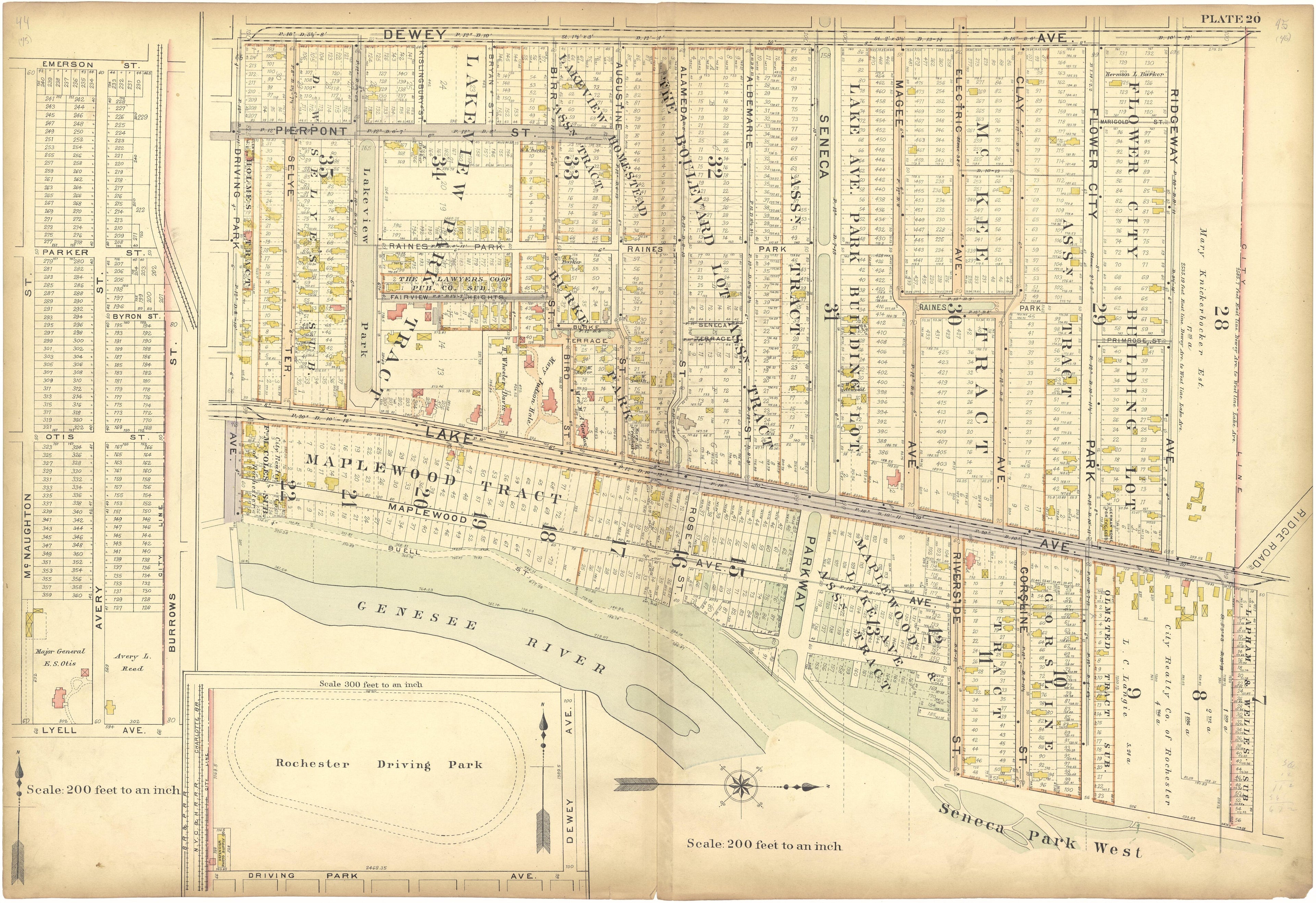 Plate 20 from Plat Book, City of Rochester, New York : Carefully Compiled from Official Records and Surveys 1900 by Relic Map Company