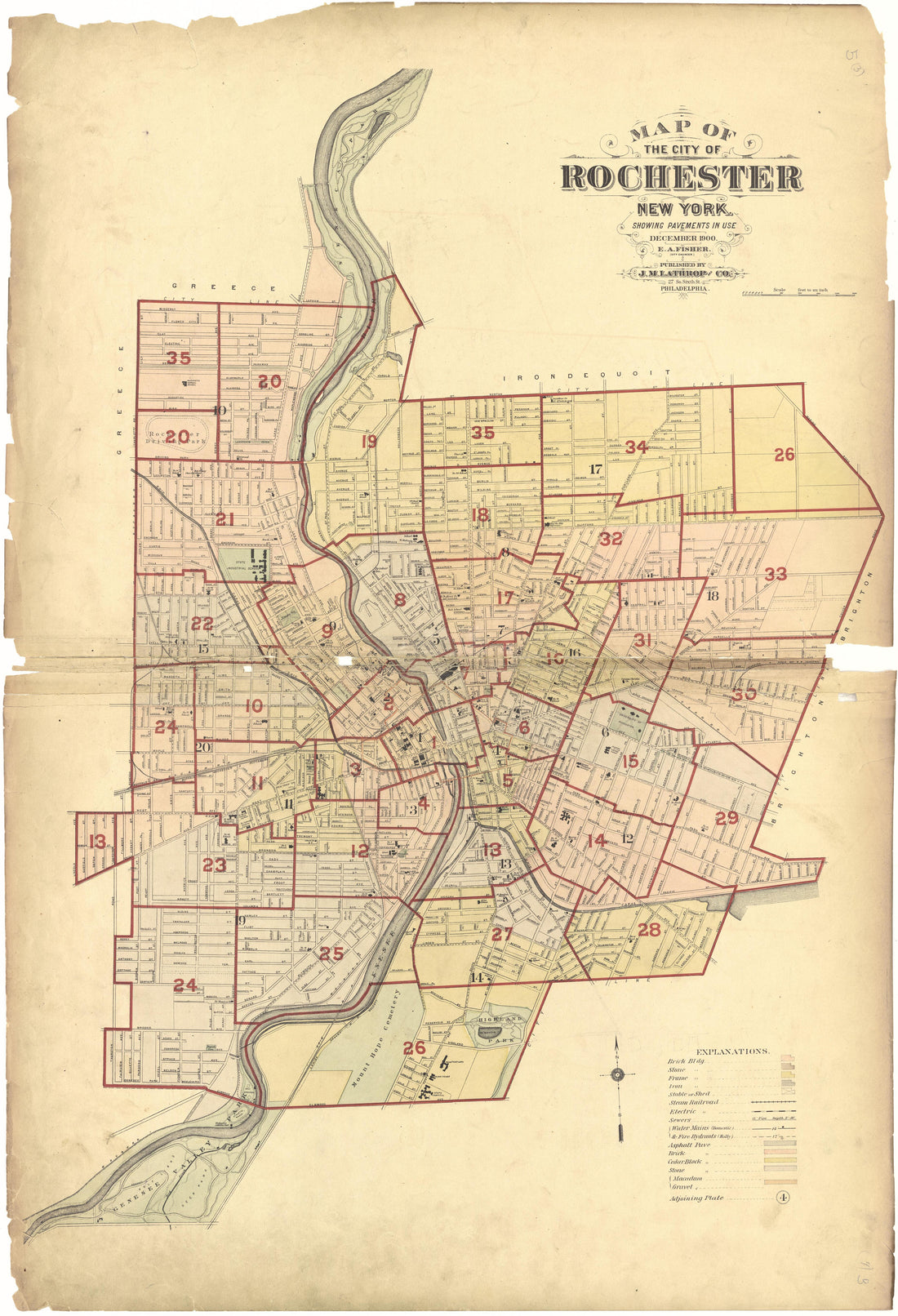 Map of the City of Rochester, New York from Plat Book, City of Rochester, New York : Carefully Compiled from Official Records and Surveys 1900 by Relic Map Company