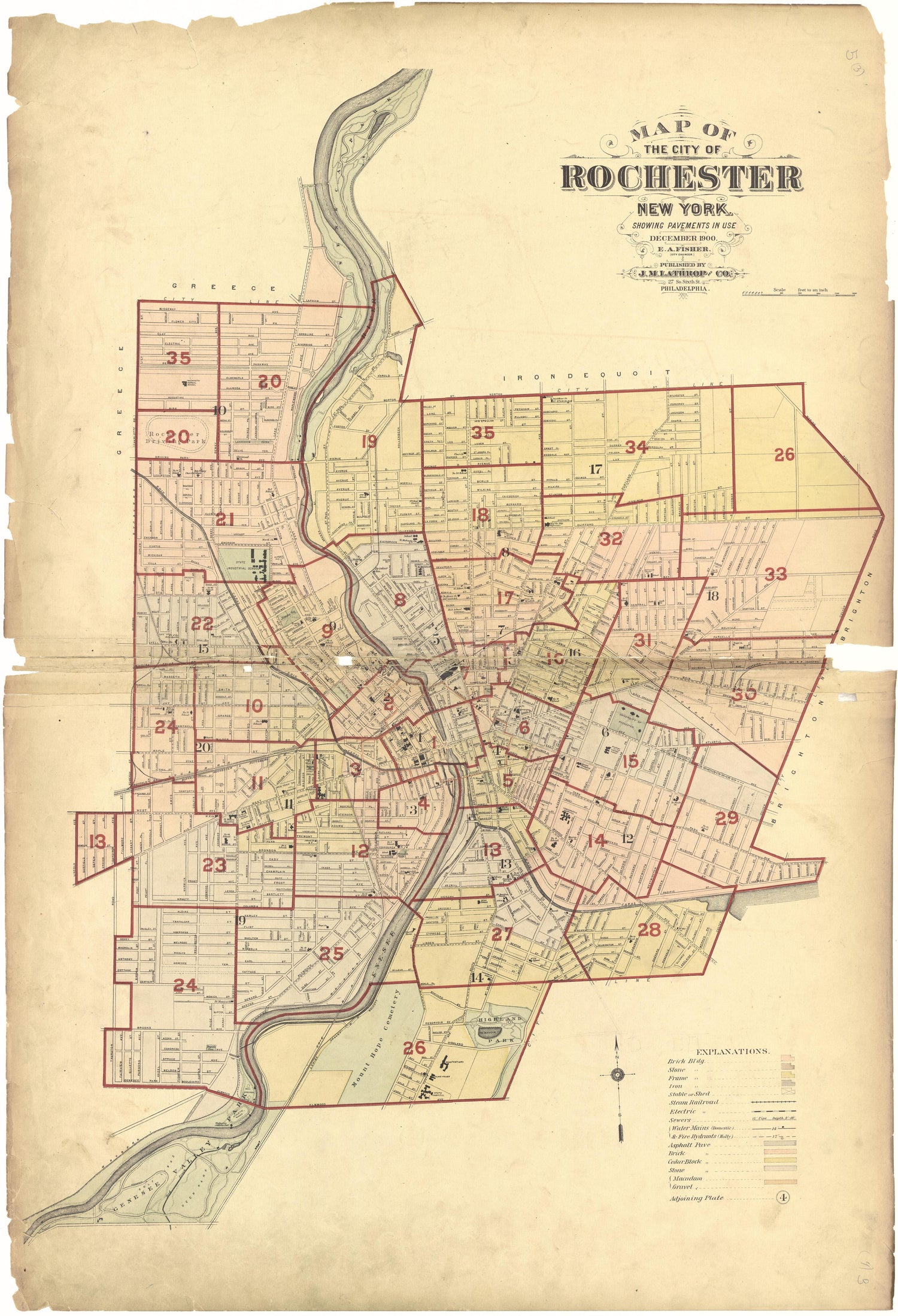 Map of the City of Rochester, New York from Plat Book, City of Rochester, New York : Carefully Compiled from Official Records and Surveys 1900 by Relic Map Company