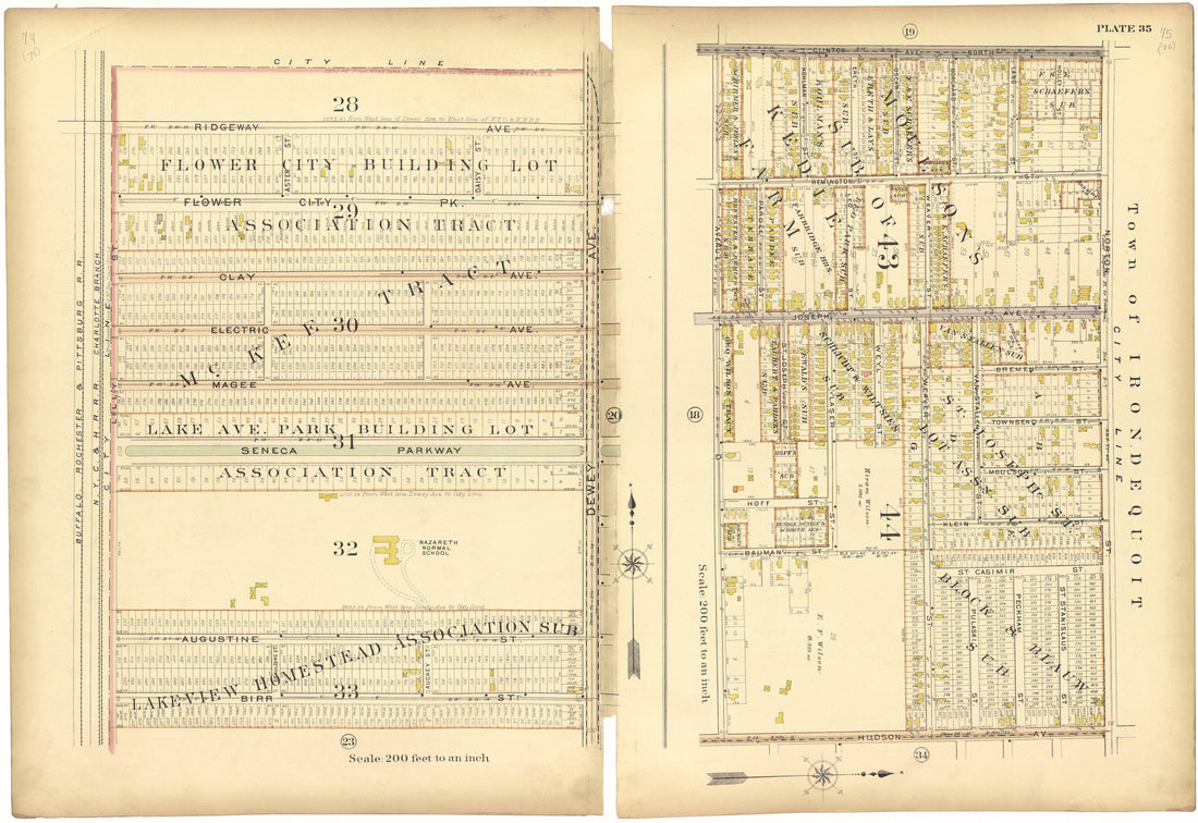 Plate 35 from Plat Book, City of Rochester, New York : Carefully Compiled from Official Records and Surveys 1900 by Relic Map Company