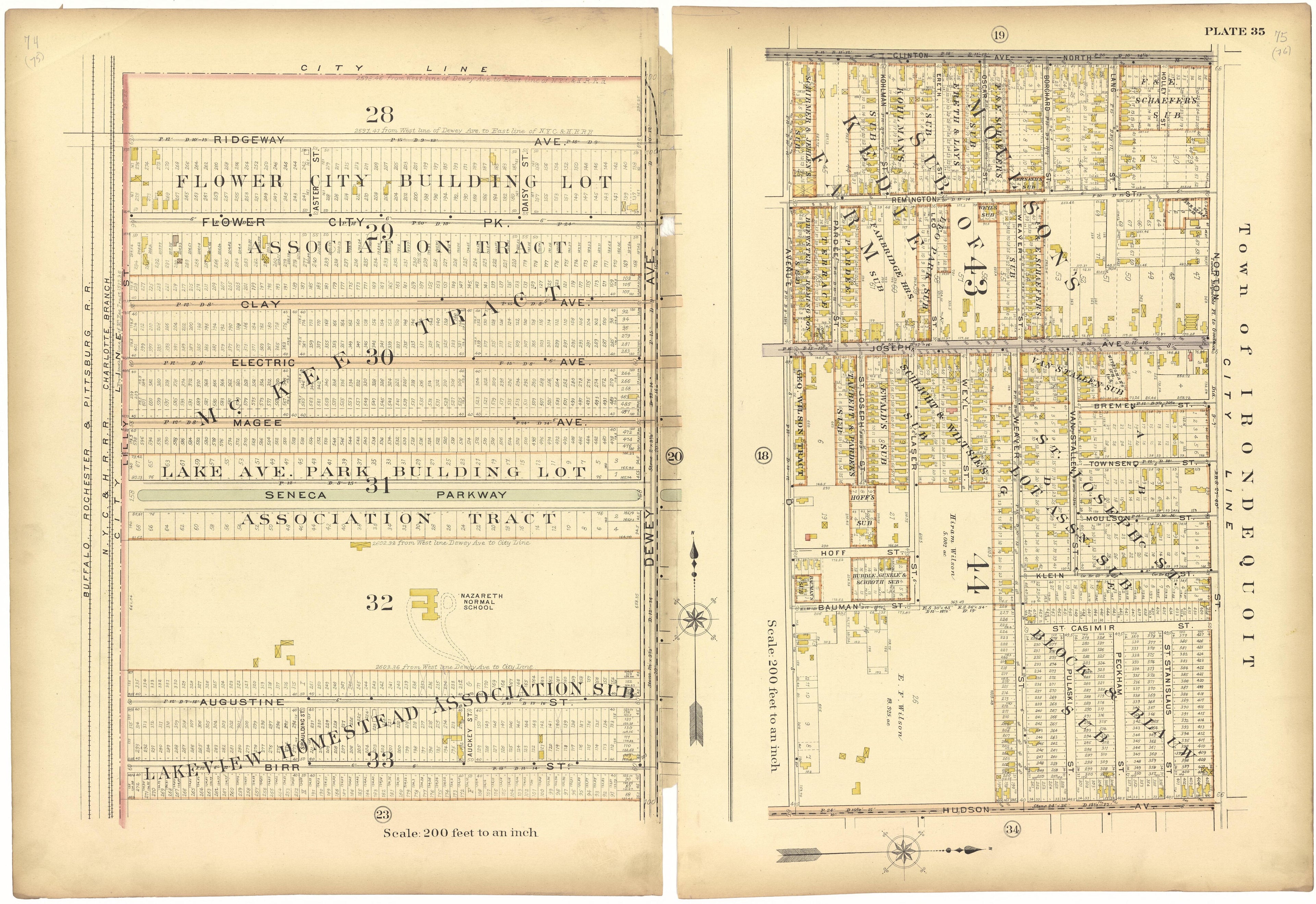 Plate 35 from Plat Book, City of Rochester, New York : Carefully Compiled from Official Records and Surveys 1900 by Relic Map Company