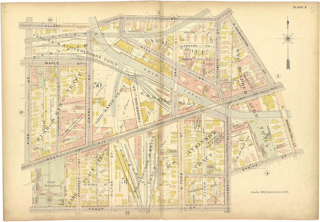 Plate 3 from Plat Book, City of Rochester, New York : Carefully Compiled from Official Records and Surveys 1900 by Relic Map Company