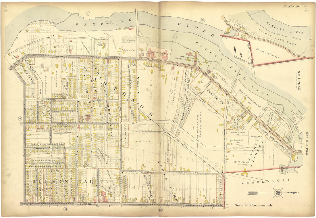 Plate 19 from Plat Book, City of Rochester, New York : Carefully Compiled from Official Records and Surveys 1900 by Relic Map Company
