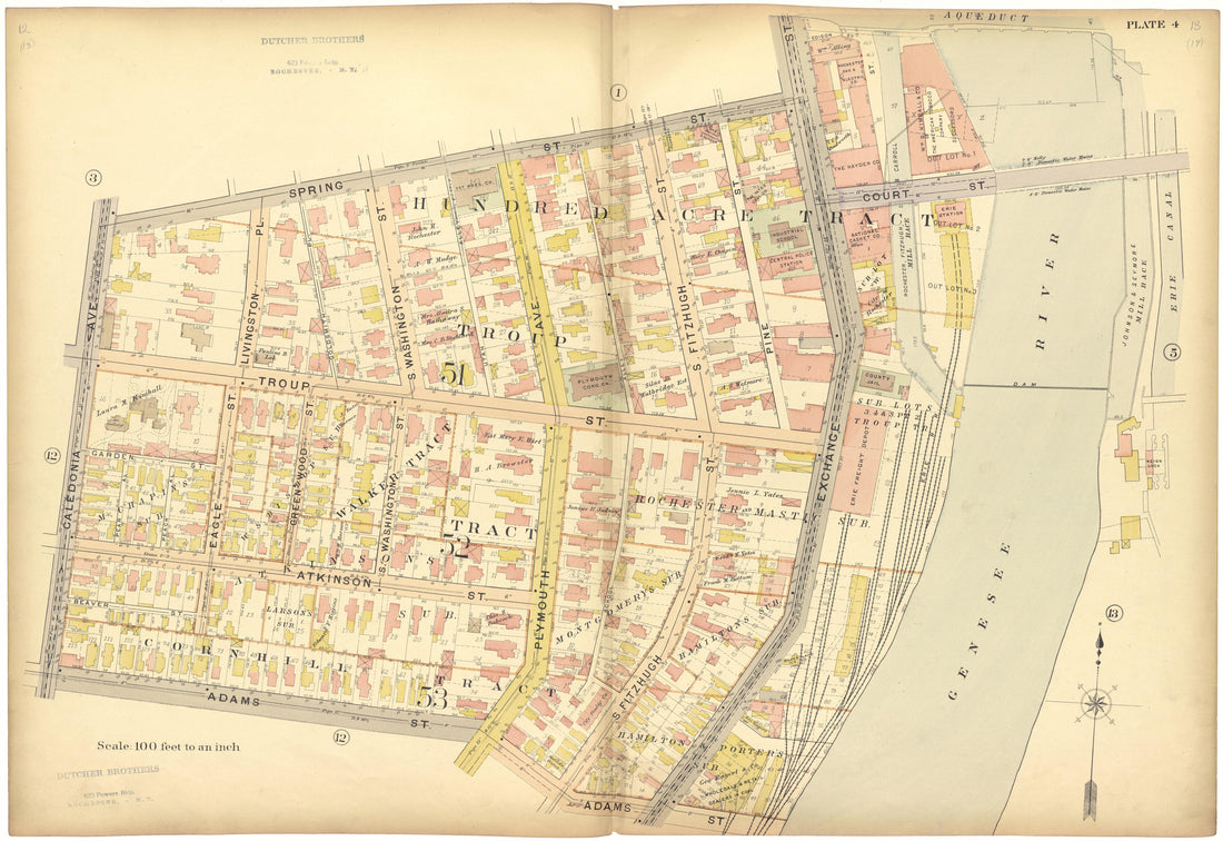 Plate 4 from Plat Book, City of Rochester, New York : Carefully Compiled from Official Records and Surveys 1900 by Relic Map Company