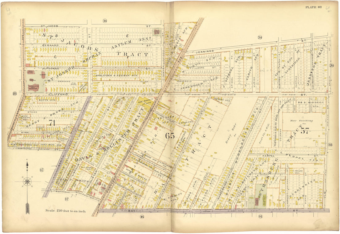 Plate 32 from Plat Book, City of Rochester, New York : Carefully Compiled from Official Records and Surveys 1900 by Relic Map Company
