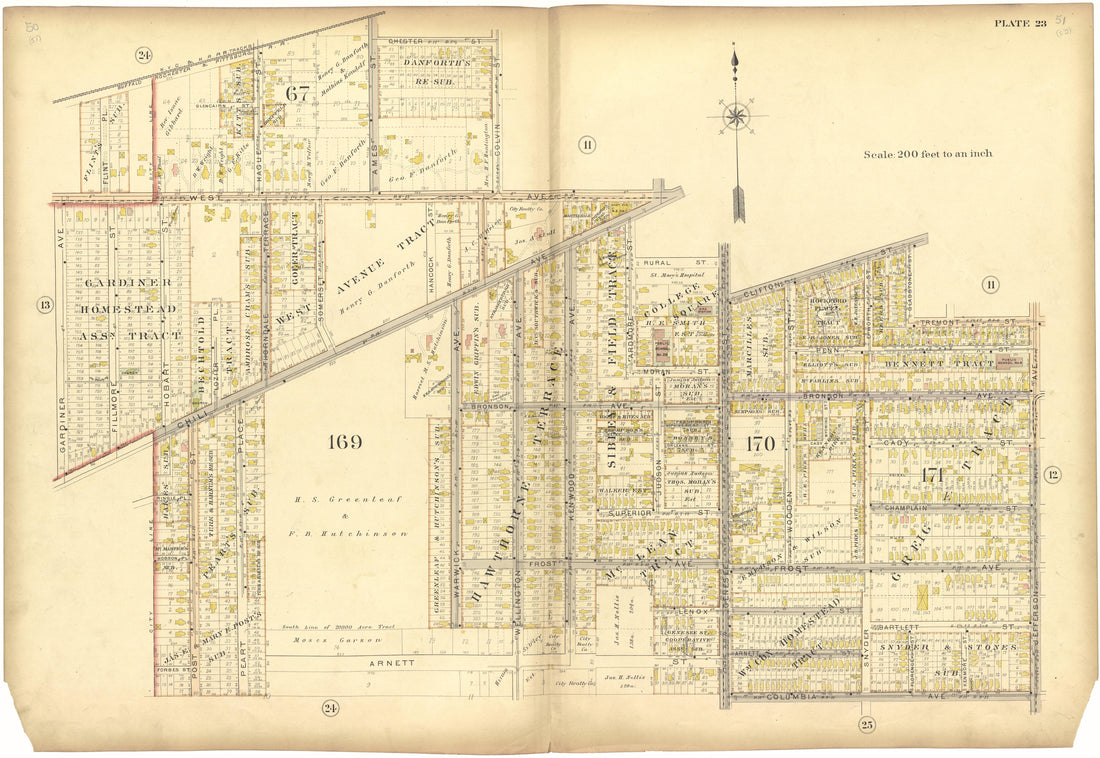 Plate 23 from Plat Book, City of Rochester, New York : Carefully Compiled from Official Records and Surveys 1900 by Relic Map Company