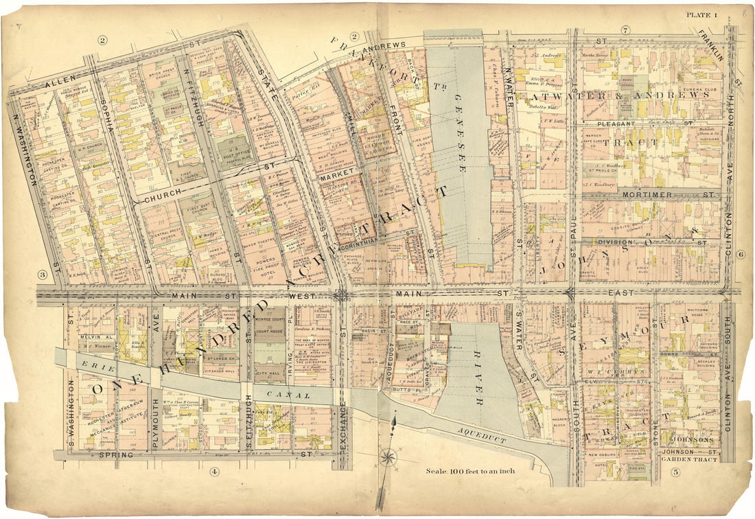 Plate 1 from Plat Book, City of Rochester, New York : Carefully Compiled from Official Records and Surveys 1900 by Relic Map Company