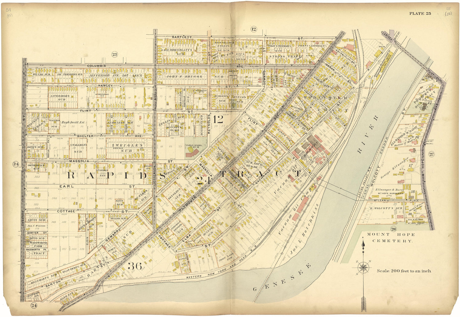 Plate 25 from Plat Book, City of Rochester, New York : Carefully Compiled from Official Records and Surveys 1900 by Relic Map Company