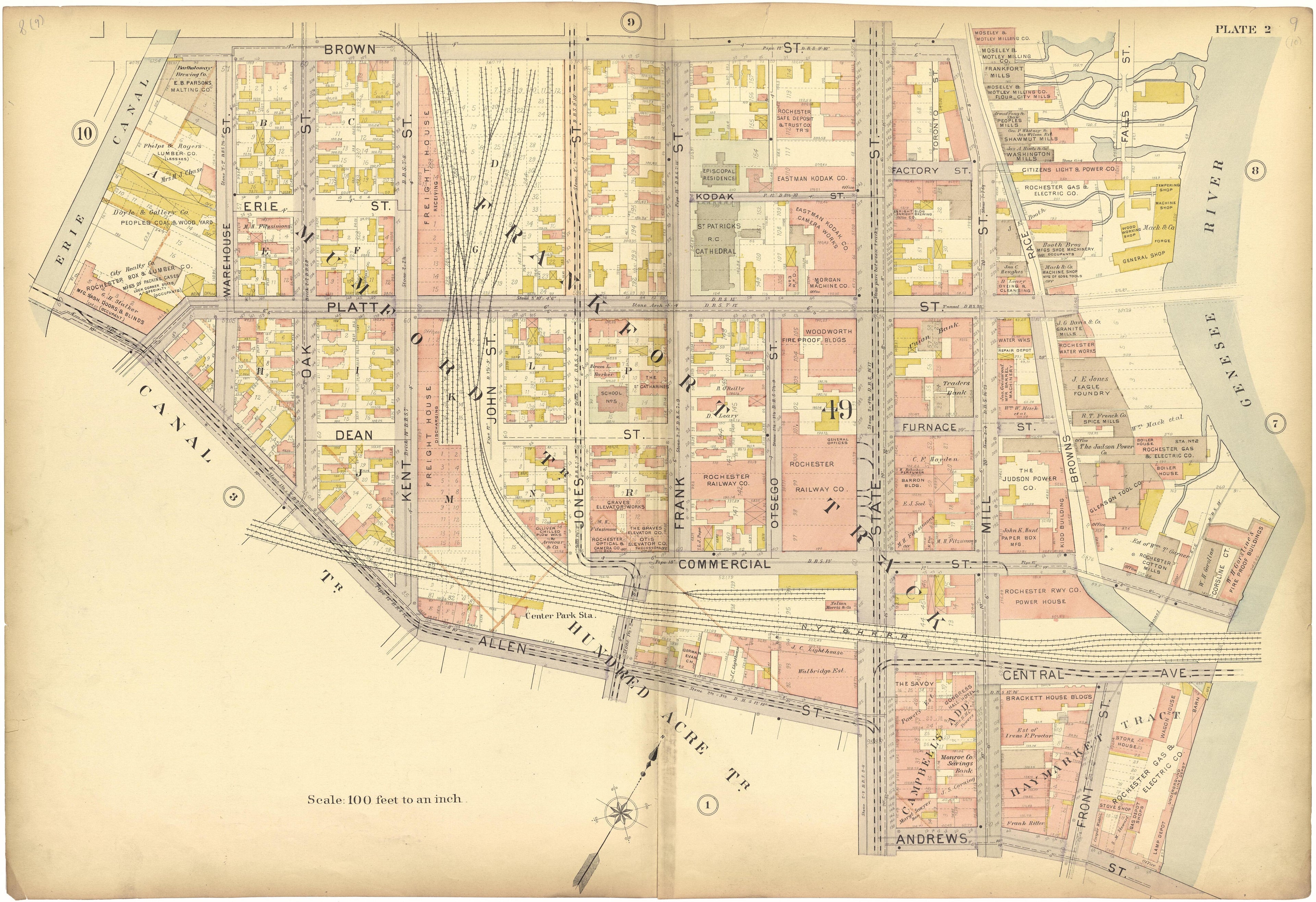 Plate 2 from Plat Book, City of Rochester, New York : Carefully Compiled from Official Records and Surveys 1900 by Relic Map Company