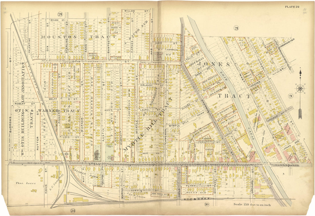 Plate 22 from Plat Book, City of Rochester, New York : Carefully Compiled from Official Records and Surveys 1900 by Relic Map Company