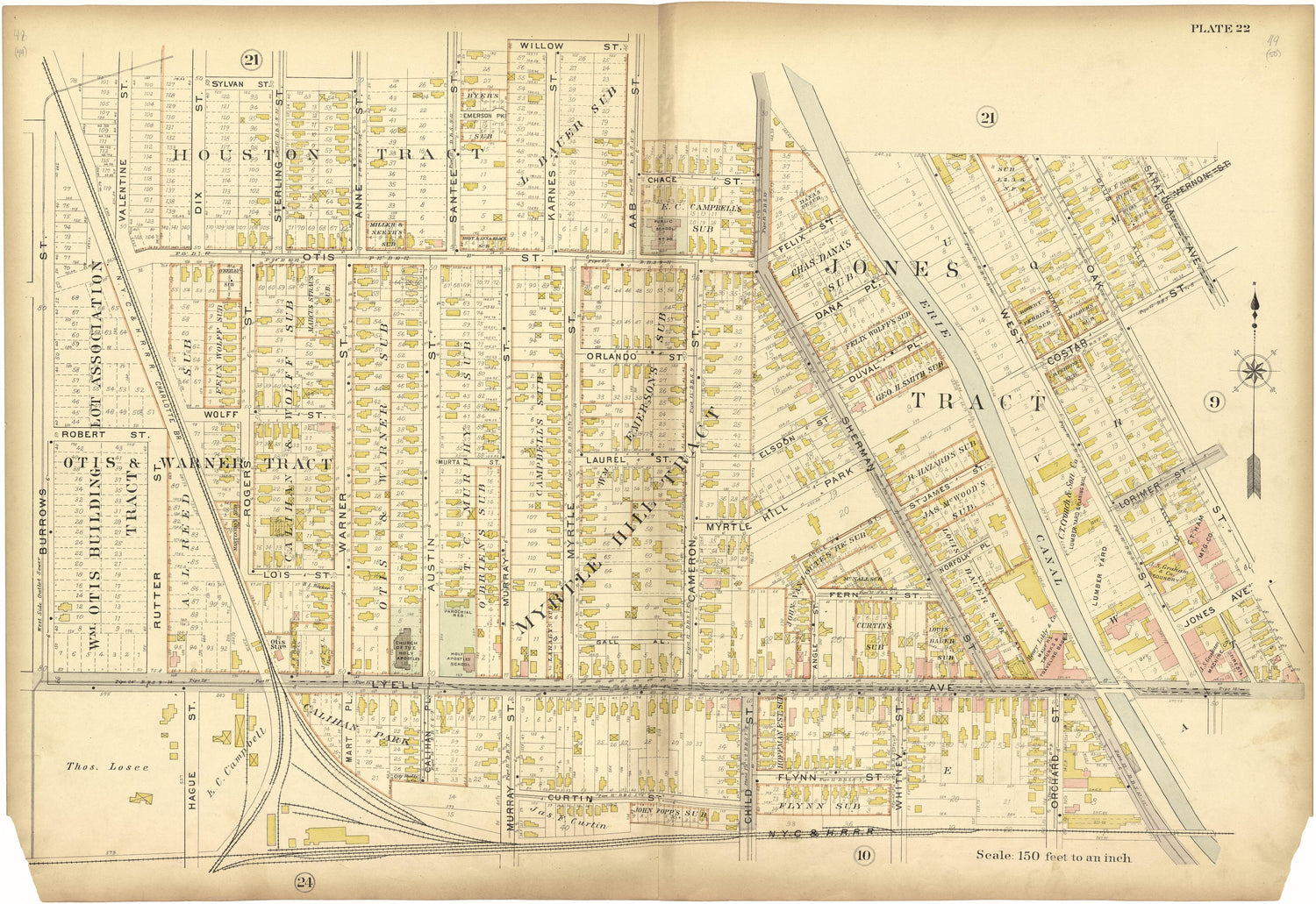 Plate 22 from Plat Book, City of Rochester, New York : Carefully Compiled from Official Records and Surveys 1900 by Relic Map Company