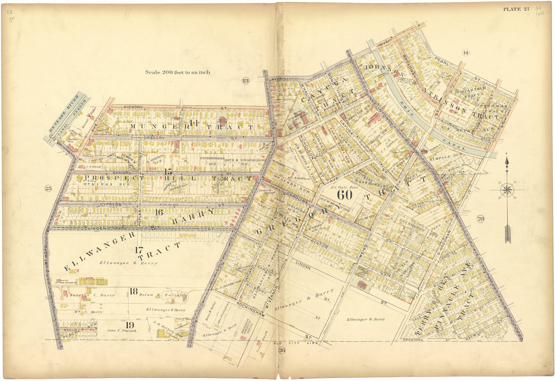 Plate 27 from Plat Book, City of Rochester, New York : Carefully Compiled from Official Records and Surveys 1900 by Relic Map Company