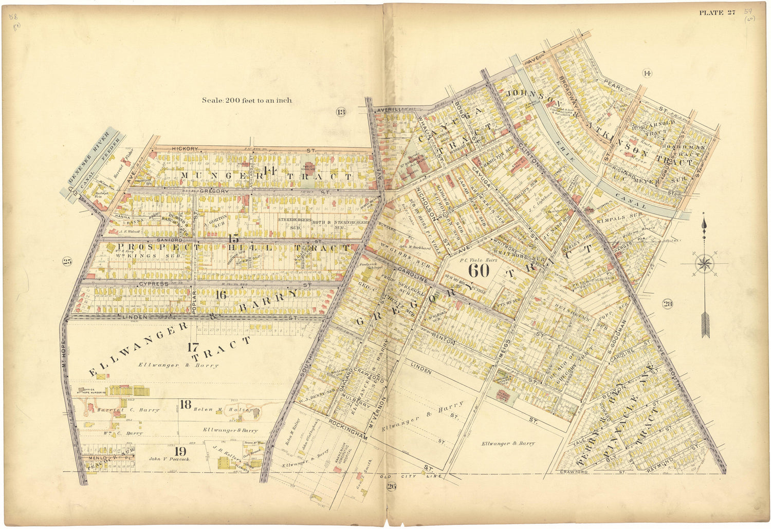 Plate 27 from Plat Book, City of Rochester, New York : Carefully Compiled from Official Records and Surveys 1900 by Relic Map Company