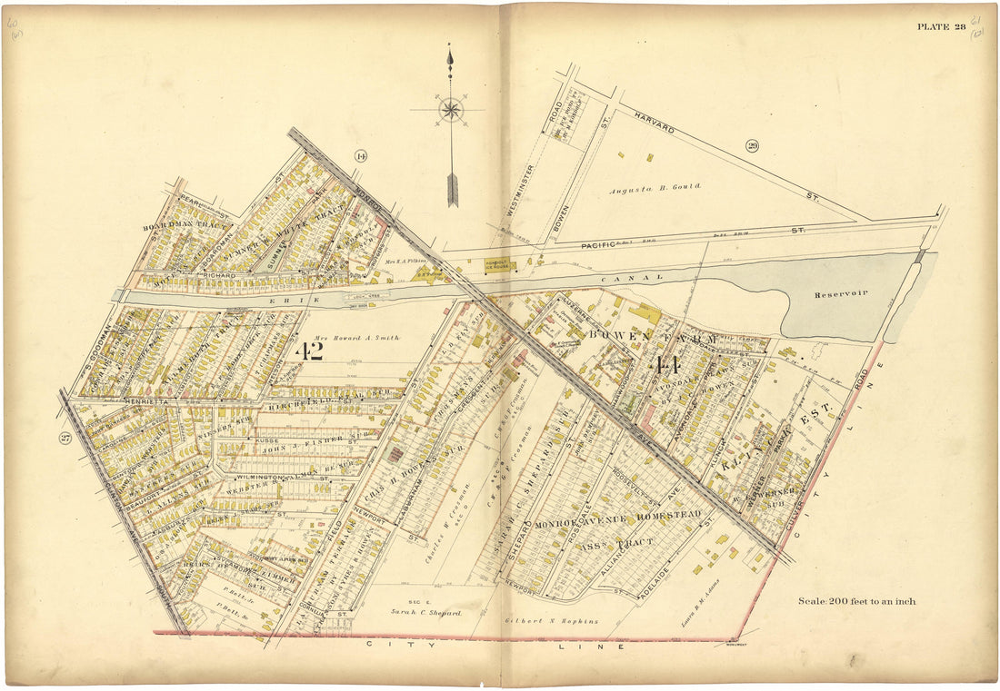 Plate 28 from Plat Book, City of Rochester, New York : Carefully Compiled from Official Records and Surveys 1900 by Relic Map Company