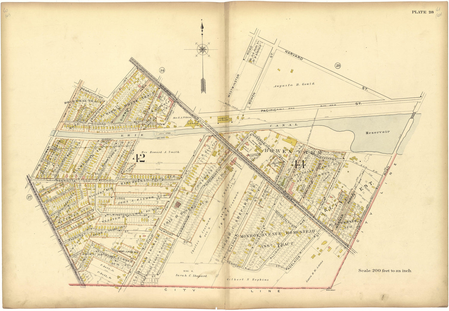 Plate 28 from Plat Book, City of Rochester, New York : Carefully Compiled from Official Records and Surveys 1900 by Relic Map Company