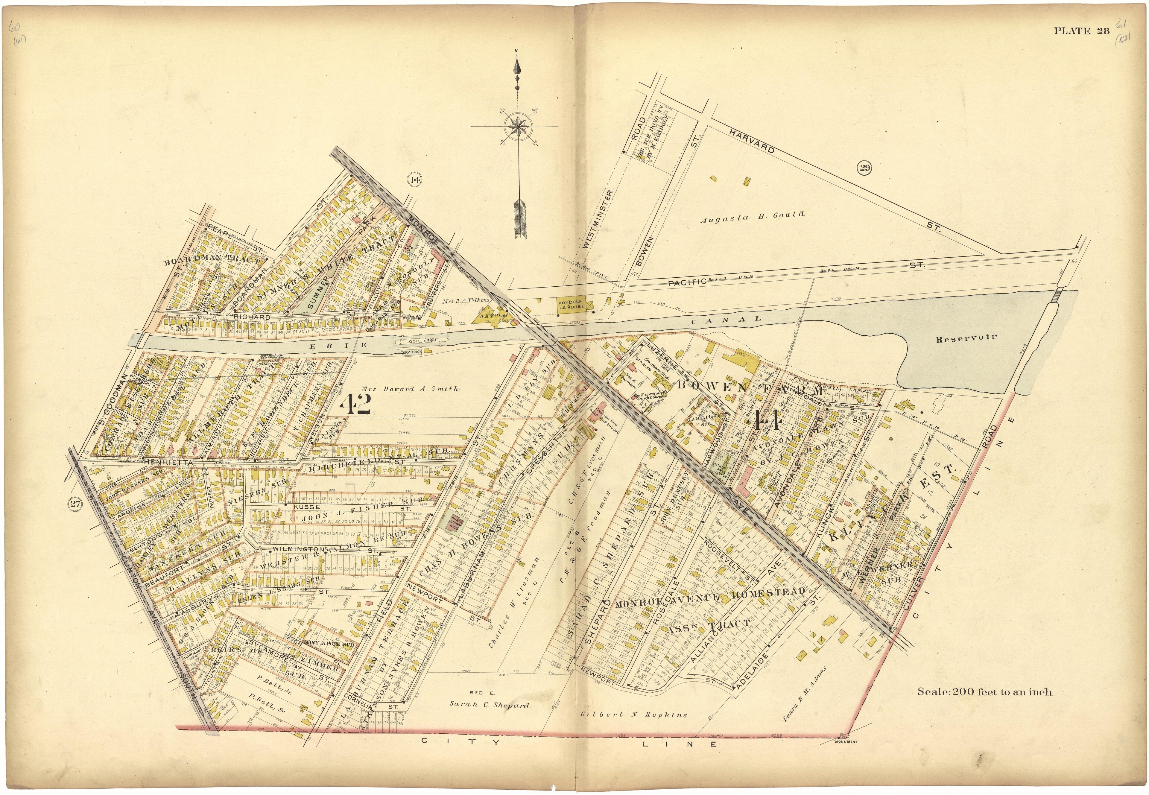 Plate 28 from Plat Book, City of Rochester, New York : Carefully Compiled from Official Records and Surveys 1900 by Relic Map Company
