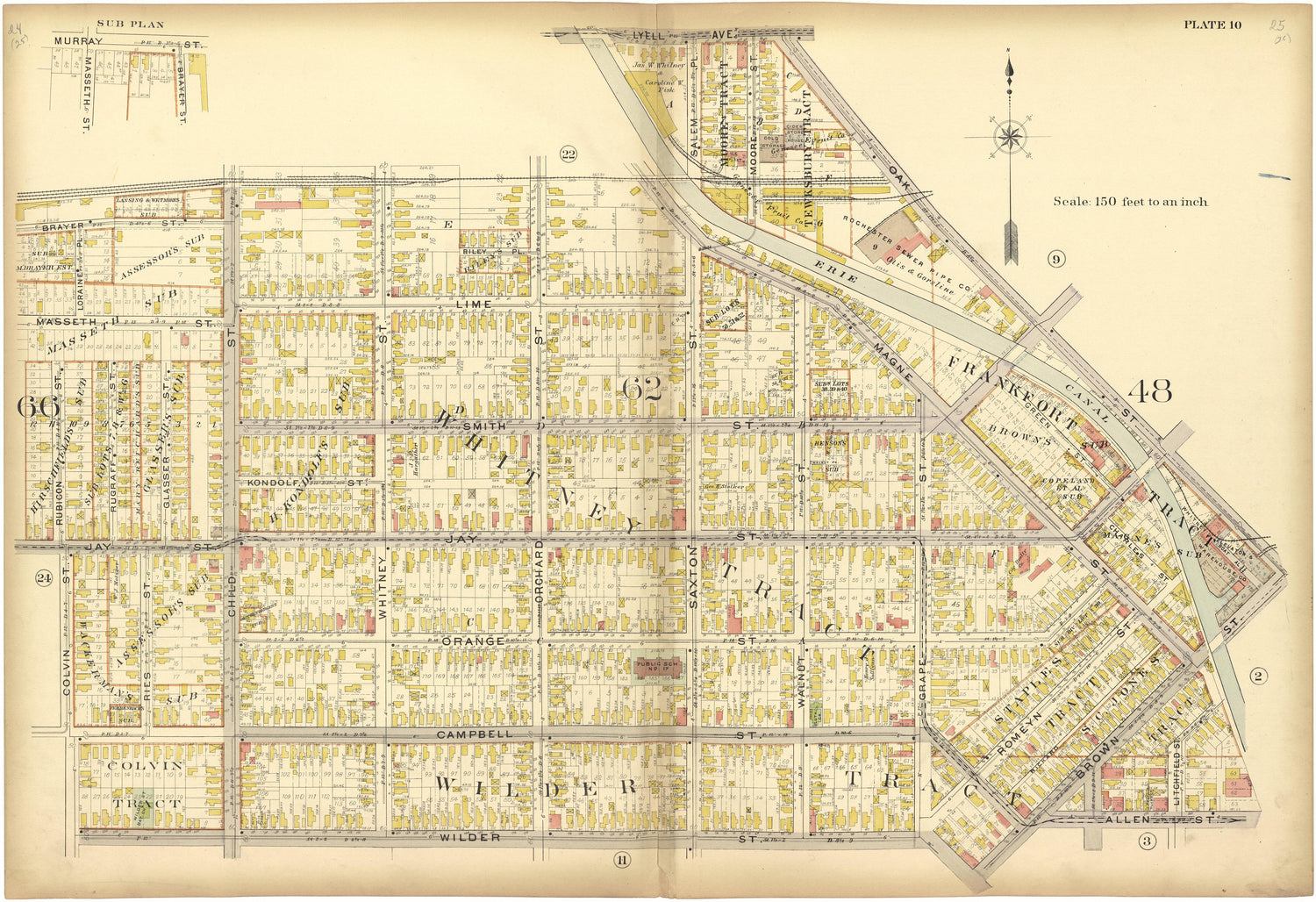 Plate 10 from Plat Book, City of Rochester, New York : Carefully Compiled from Official Records and Surveys 1900 by Relic Map Company