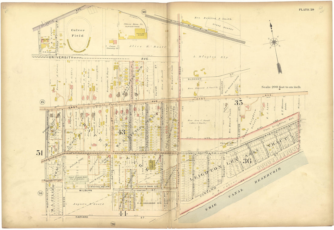 Plate 29 from Plat Book, City of Rochester, New York : Carefully Compiled from Official Records and Surveys 1900 by Relic Map Company