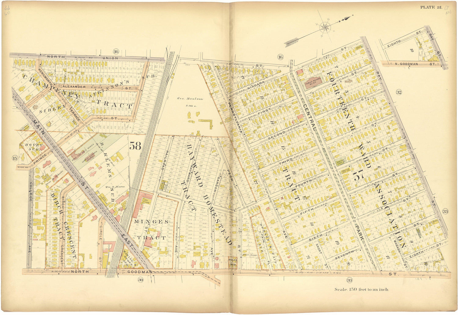 Plate 31 from Plat Book, City of Rochester, New York : Carefully Compiled from Official Records and Surveys 1900 by Relic Map Company