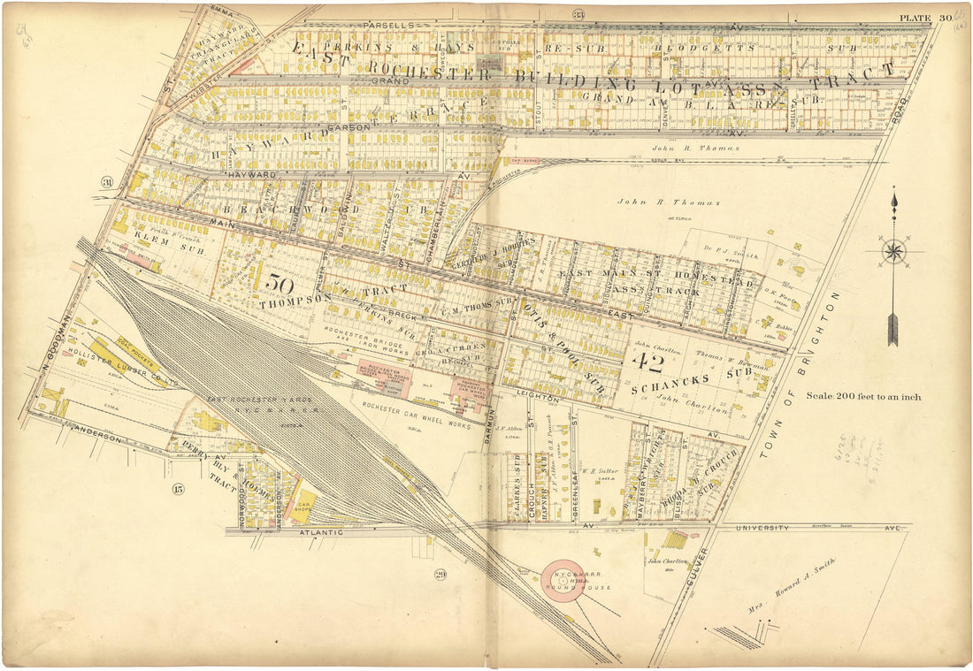 Plate 30 from Plat Book, City of Rochester, New York : Carefully Compiled from Official Records and Surveys 1900 by Relic Map Company