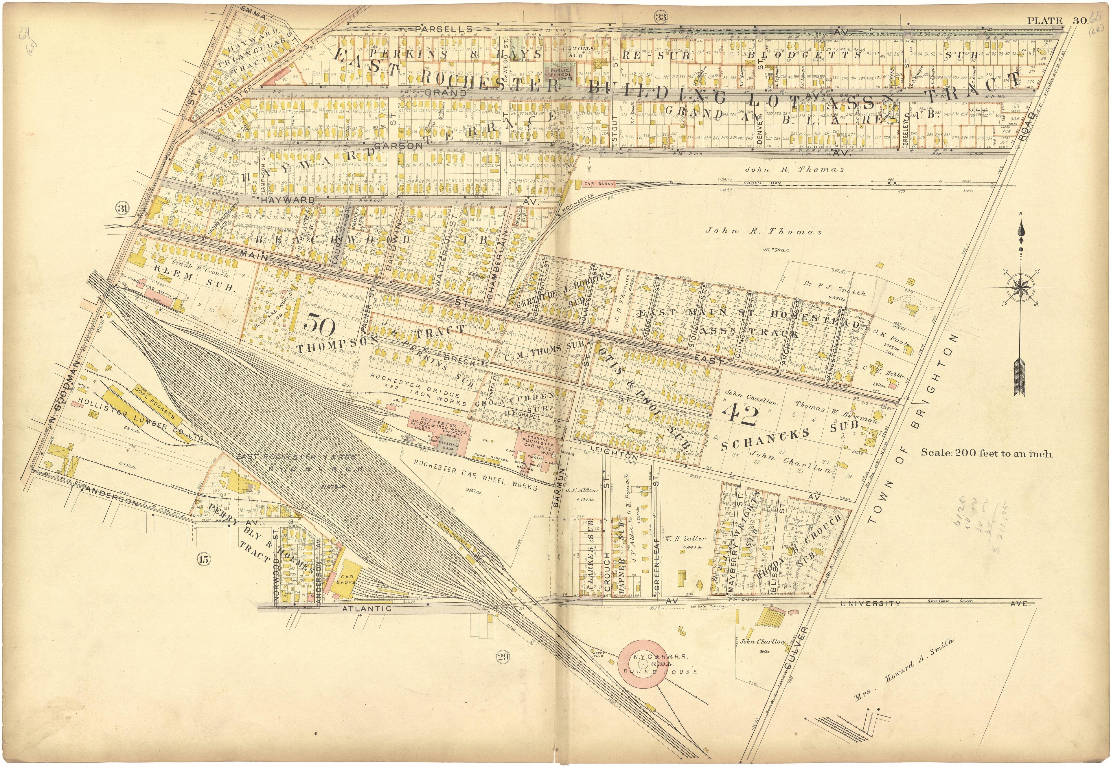Plate 30 from Plat Book, City of Rochester, New York : Carefully Compiled from Official Records and Surveys 1900 by Relic Map Company