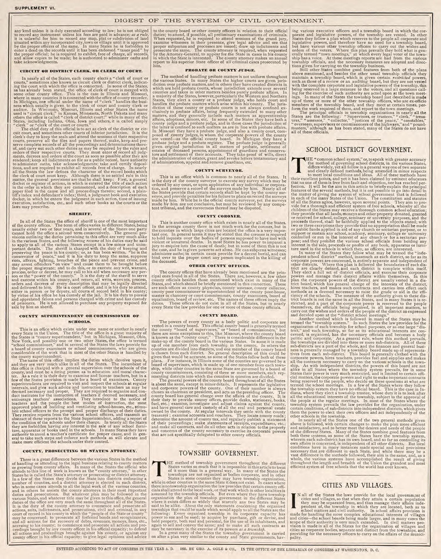 Digest of the System of Civil Government, Pt. 4 from Standard Atlas of Fillmore County, Minnesota : Including a Plat Book of the Villages, Cities and Townships of the County, Map of the State, United States and World : Farmers Directory, Reference …... by Relic Map Company