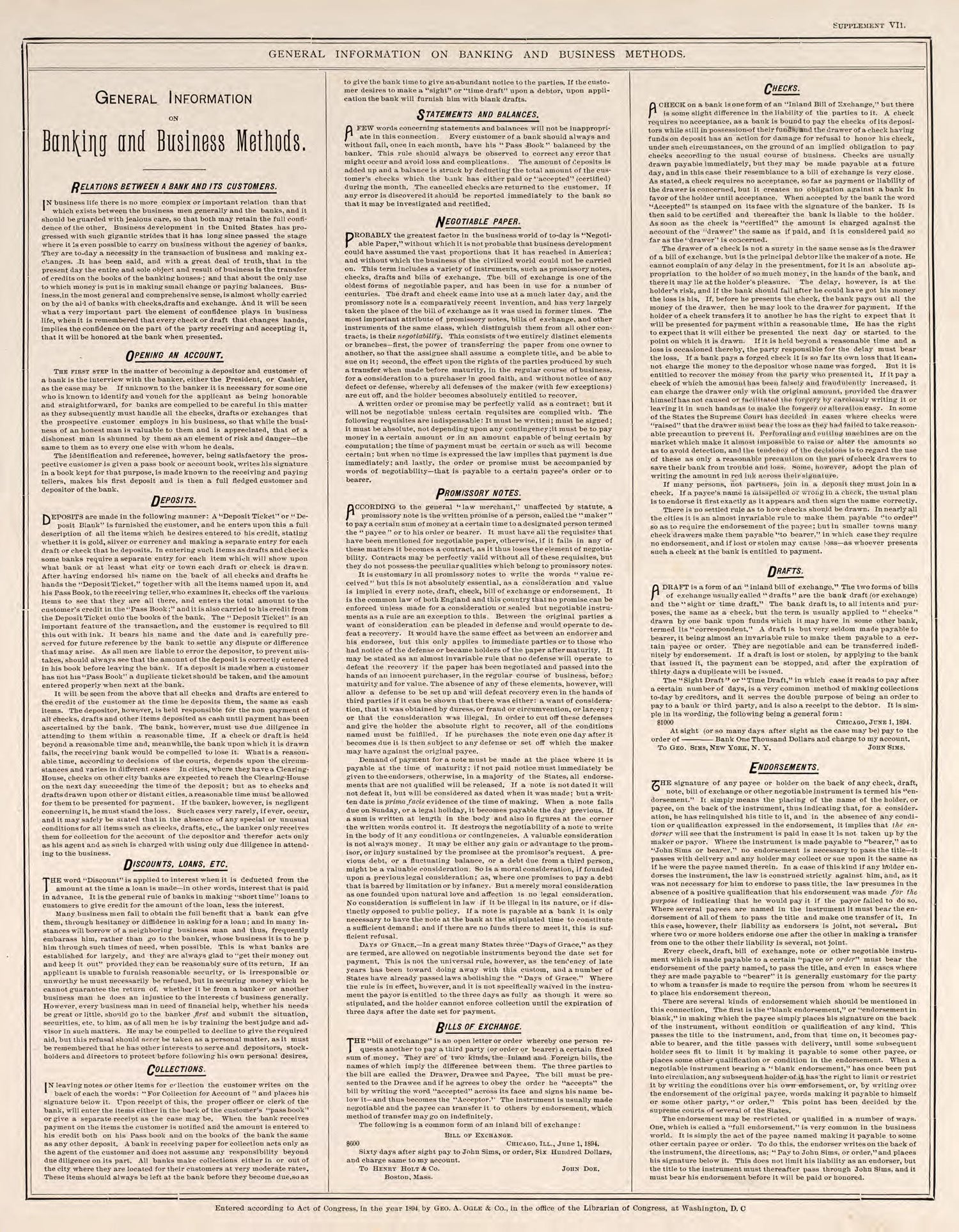 General Information On Banking and Business Methods, Pt. 1 from Standard Atlas of Fillmore County, Minnesota : Including a Plat Book of the Villages, Cities and Townships of the County, Map of the State, United States and World : Farmers Directory, Re... by Relic Map Company