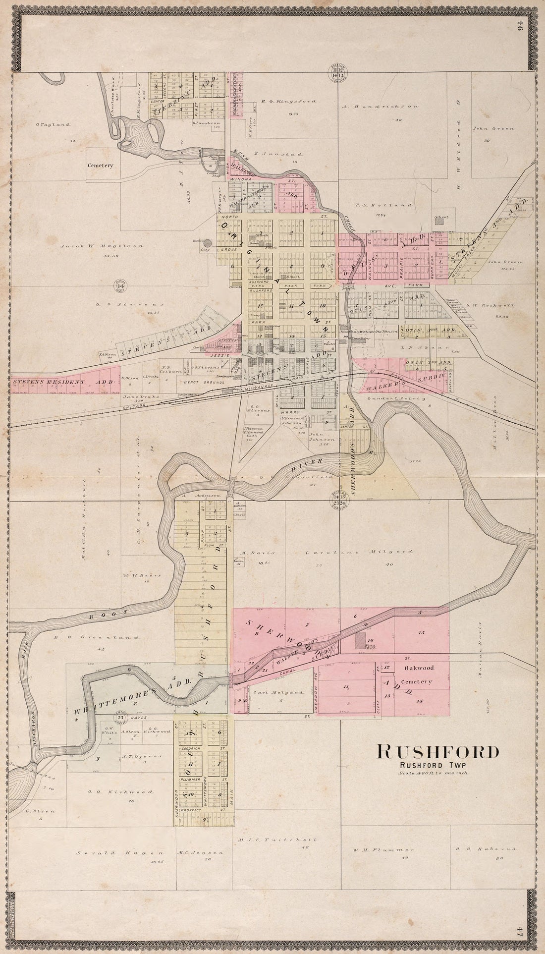 Rushford Township from Standard Atlas of Fillmore County, Minnesota : Including a Plat Book of the Villages, Cities and Townships of the County, Map of the State, United States and World : Farmers Directory, Reference … 1896 by Relic Map Company