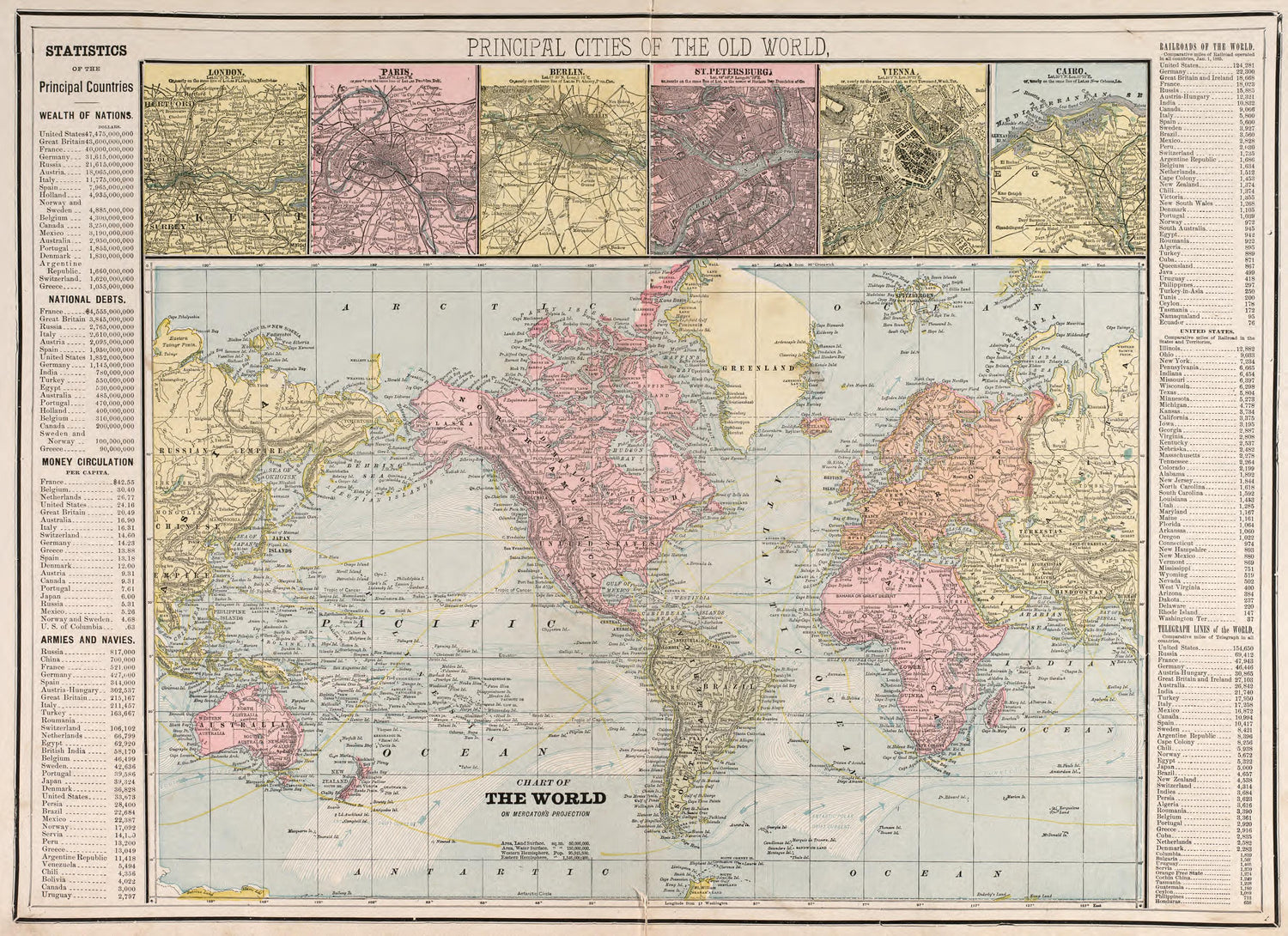 Principal Cities of the Old World from Standard Atlas of Fillmore County, Minnesota : Including a Plat Book of the Villages, Cities and Townships of the County, Map of the State, United States and World : Farmers Directory, Reference … 1896 by Relic Map Company