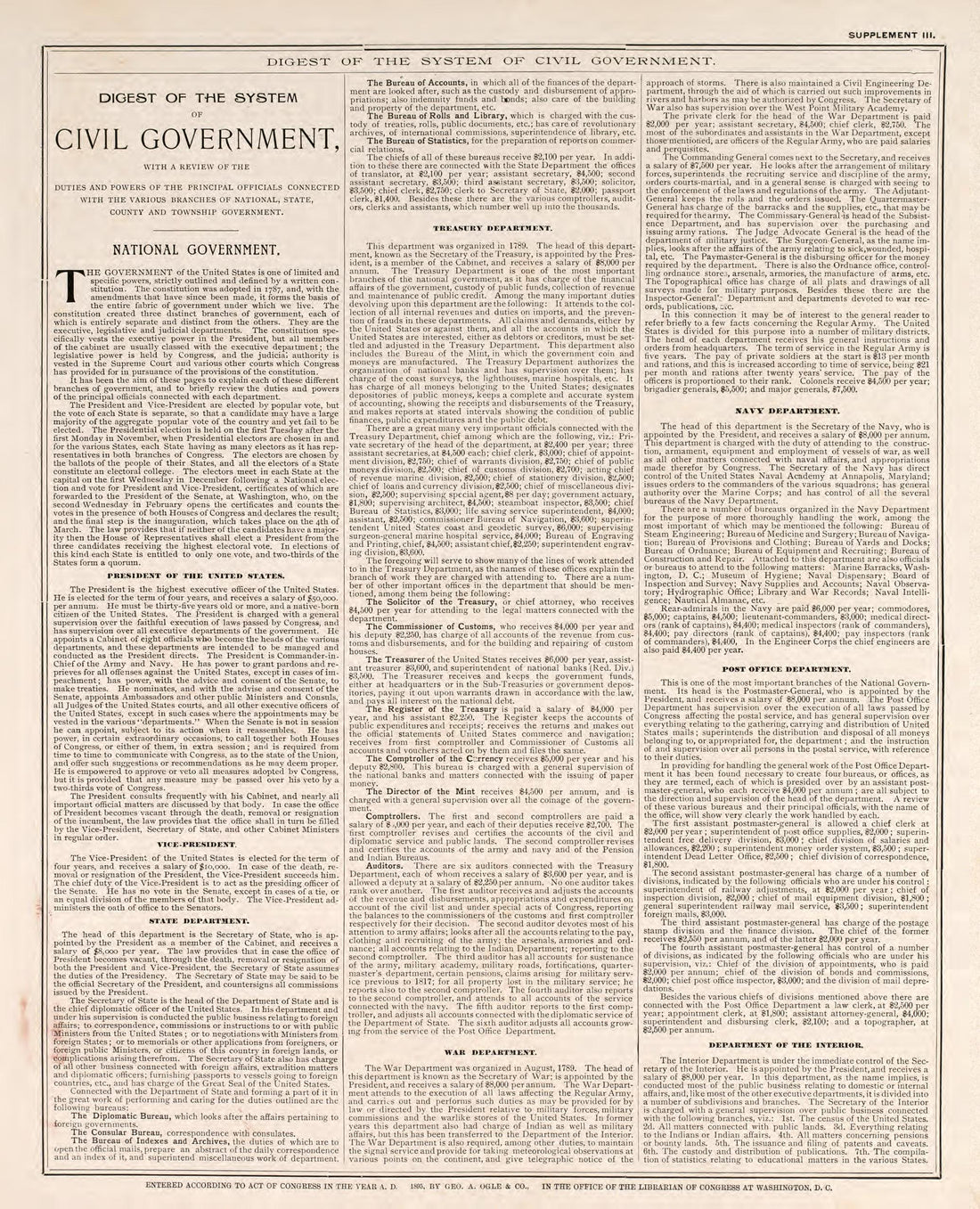 Digest of the System of Civil Government, Pt. 1 from Standard Atlas of Fillmore County, Minnesota : Including a Plat Book of the Villages, Cities and Townships of the County, Map of the State, United States and World : Farmers Directory, Reference …... by Relic Map Company