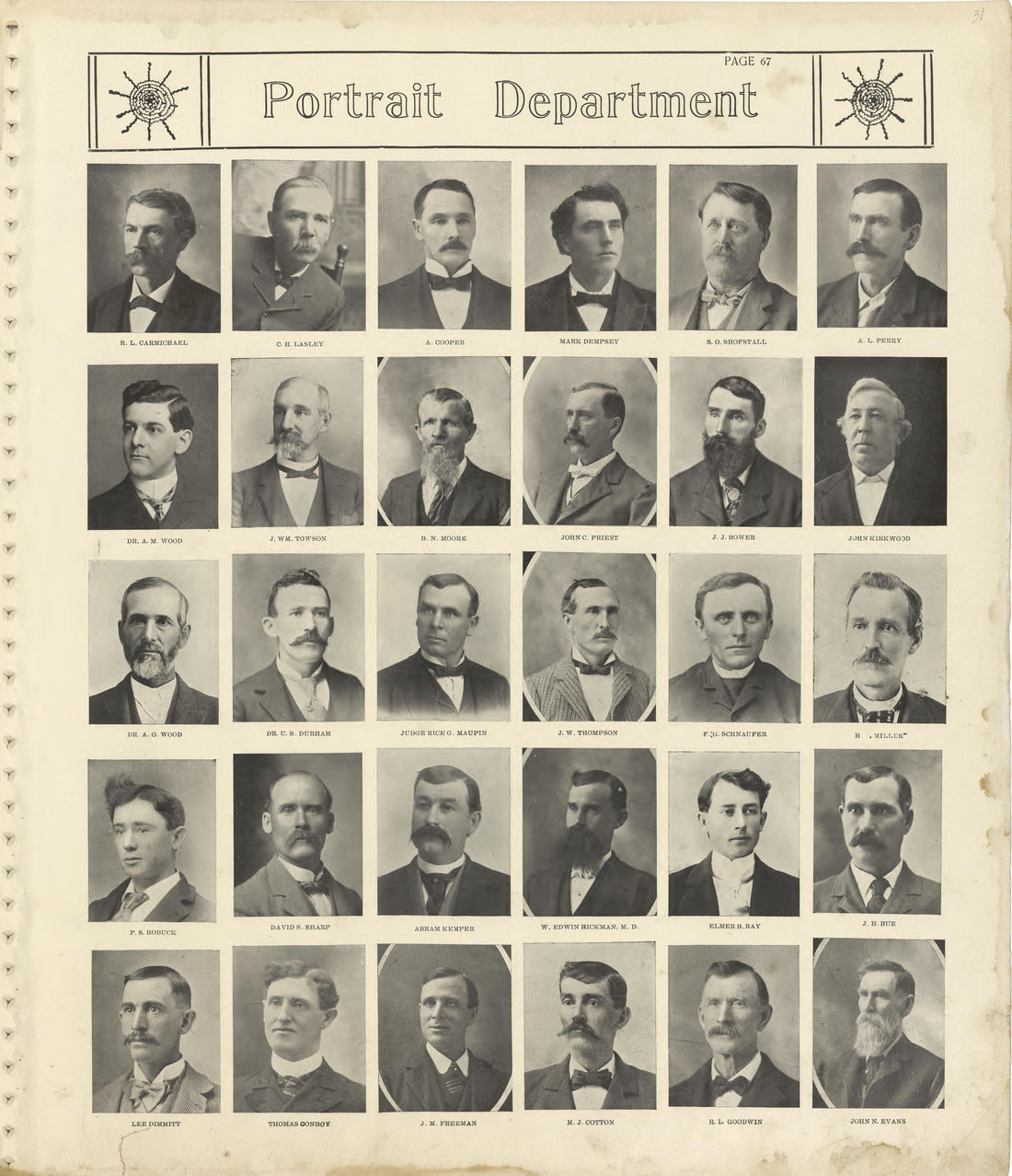 Portrait Department - Continued from Standard Atlas of Shelby County, Missouri : Including a Plat Book of the Villages, Cities and Townships of the County, Map of the State, United States and World, Patrons Directory, Reference Business … 1902 by Relic Map Company