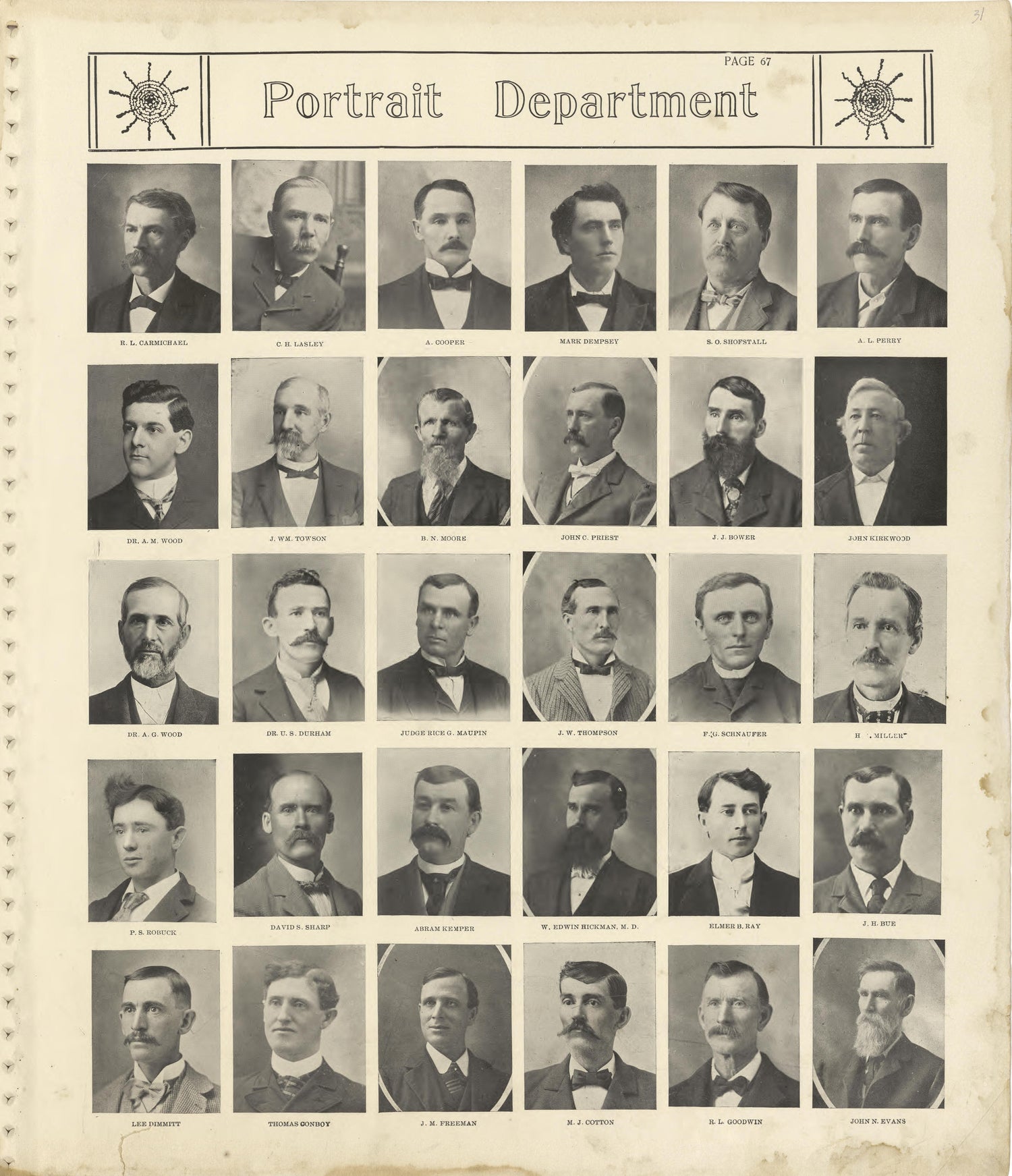Portrait Department - Continued from Standard Atlas of Shelby County, Missouri : Including a Plat Book of the Villages, Cities and Townships of the County, Map of the State, United States and World, Patrons Directory, Reference Business … 1902 by Relic Map Company