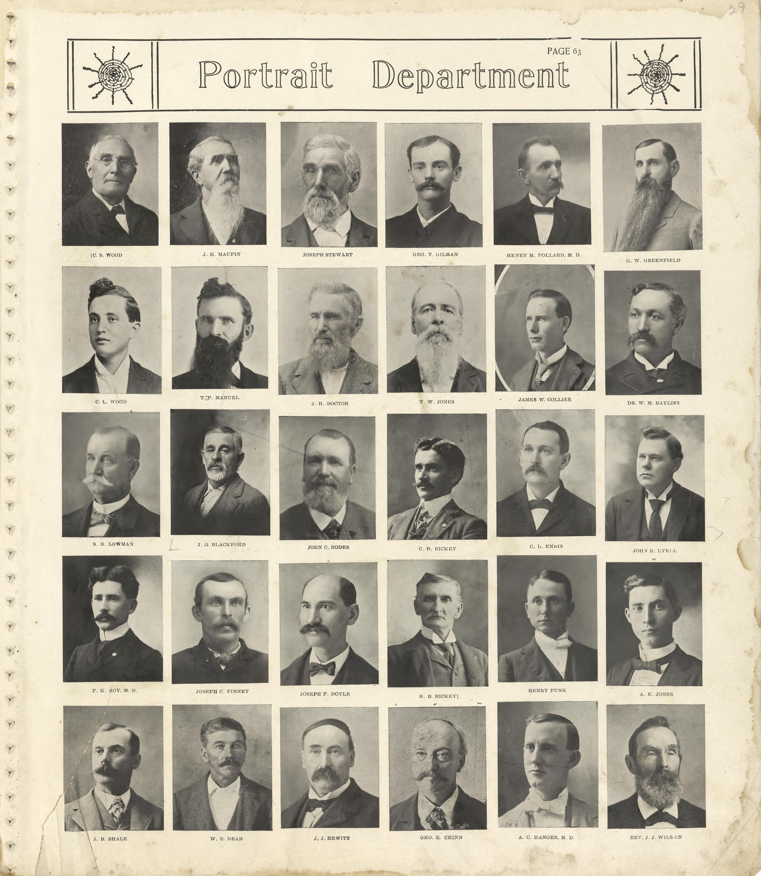 Portrait Department from Standard Atlas of Shelby County, Missouri : Including a Plat Book of the Villages, Cities and Townships of the County, Map of the State, United States and World, Patrons Directory, Reference Business … 1902 by Relic Map Company