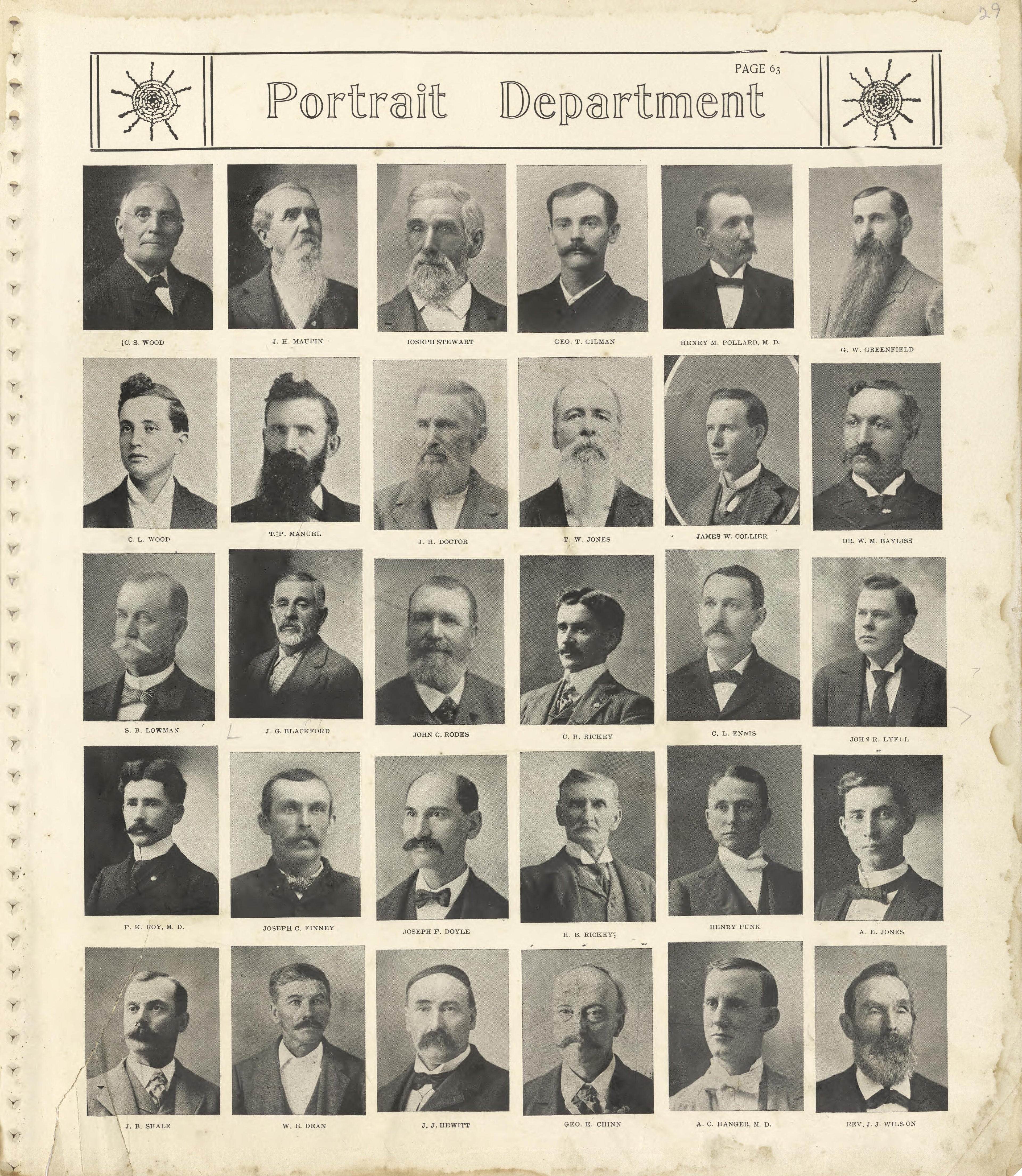 Portrait Department from Standard Atlas of Shelby County, Missouri : Including a Plat Book of the Villages, Cities and Townships of the County, Map of the State, United States and World, Patrons Directory, Reference Business … 1902 by Relic Map Company