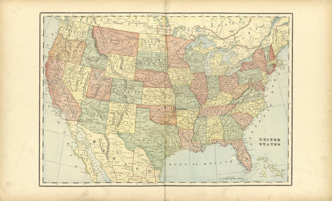 Map of United States from Standard Atlas of Shelby County, Missouri : Including a Plat Book of the Villages, Cities and Townships of the County, Map of the State, United States and World, Patrons Directory, Reference Business … 1902 by Relic Map Company