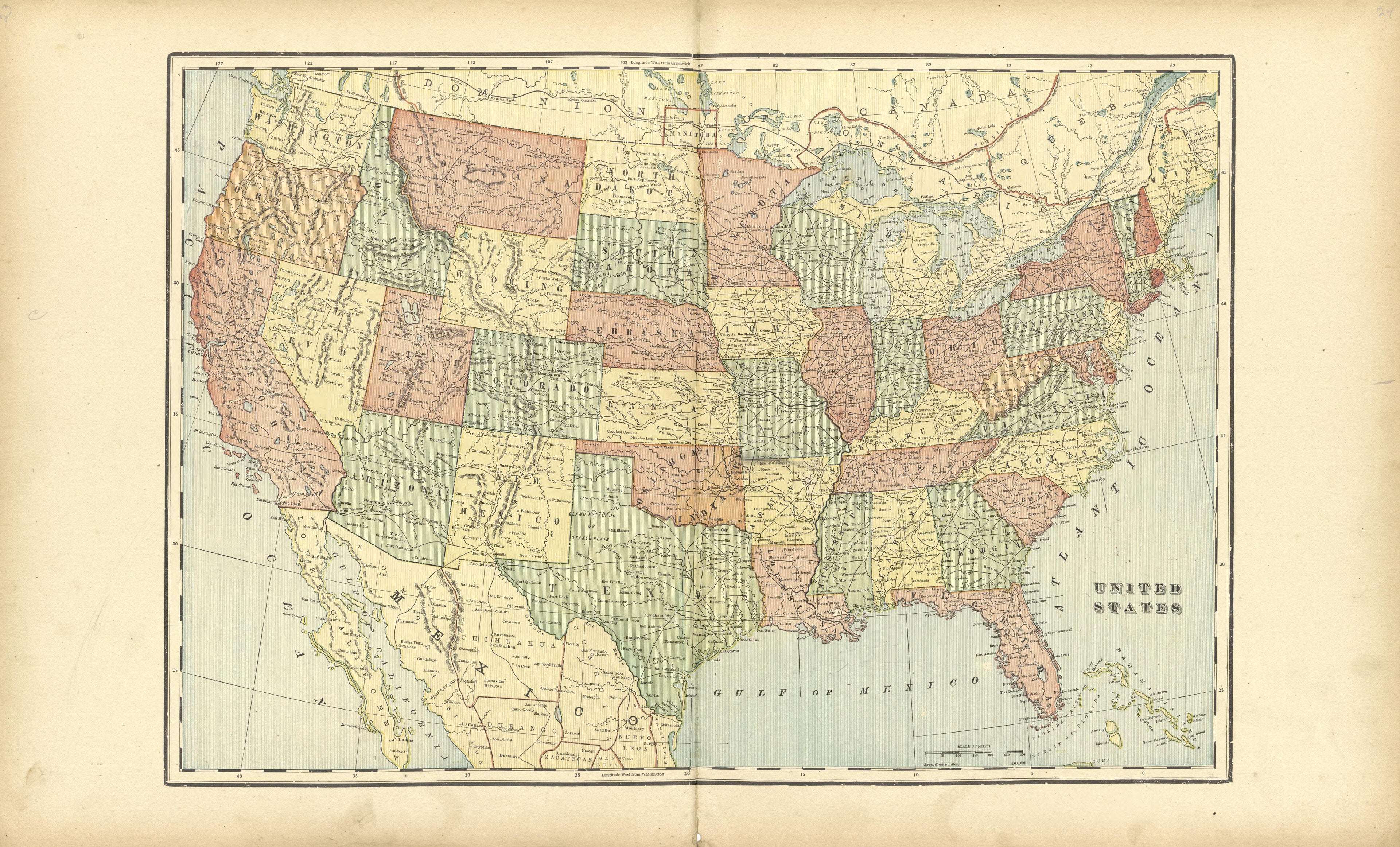 Map of United States from Standard Atlas of Shelby County, Missouri : Including a Plat Book of the Villages, Cities and Townships of the County, Map of the State, United States and World, Patrons Directory, Reference Business … 1902 by Relic Map Company